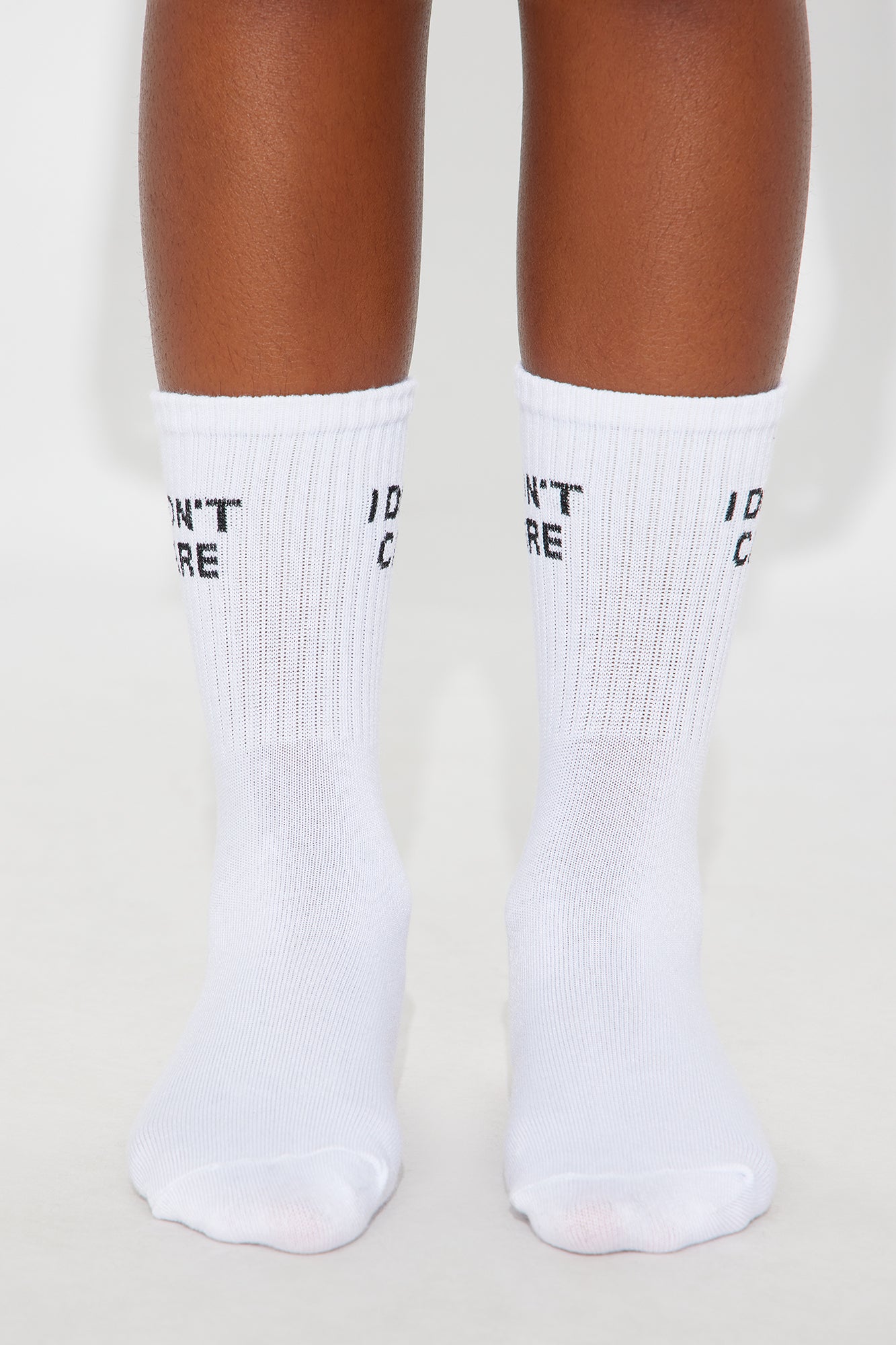 Mini I Don't Care Socks - White/Black