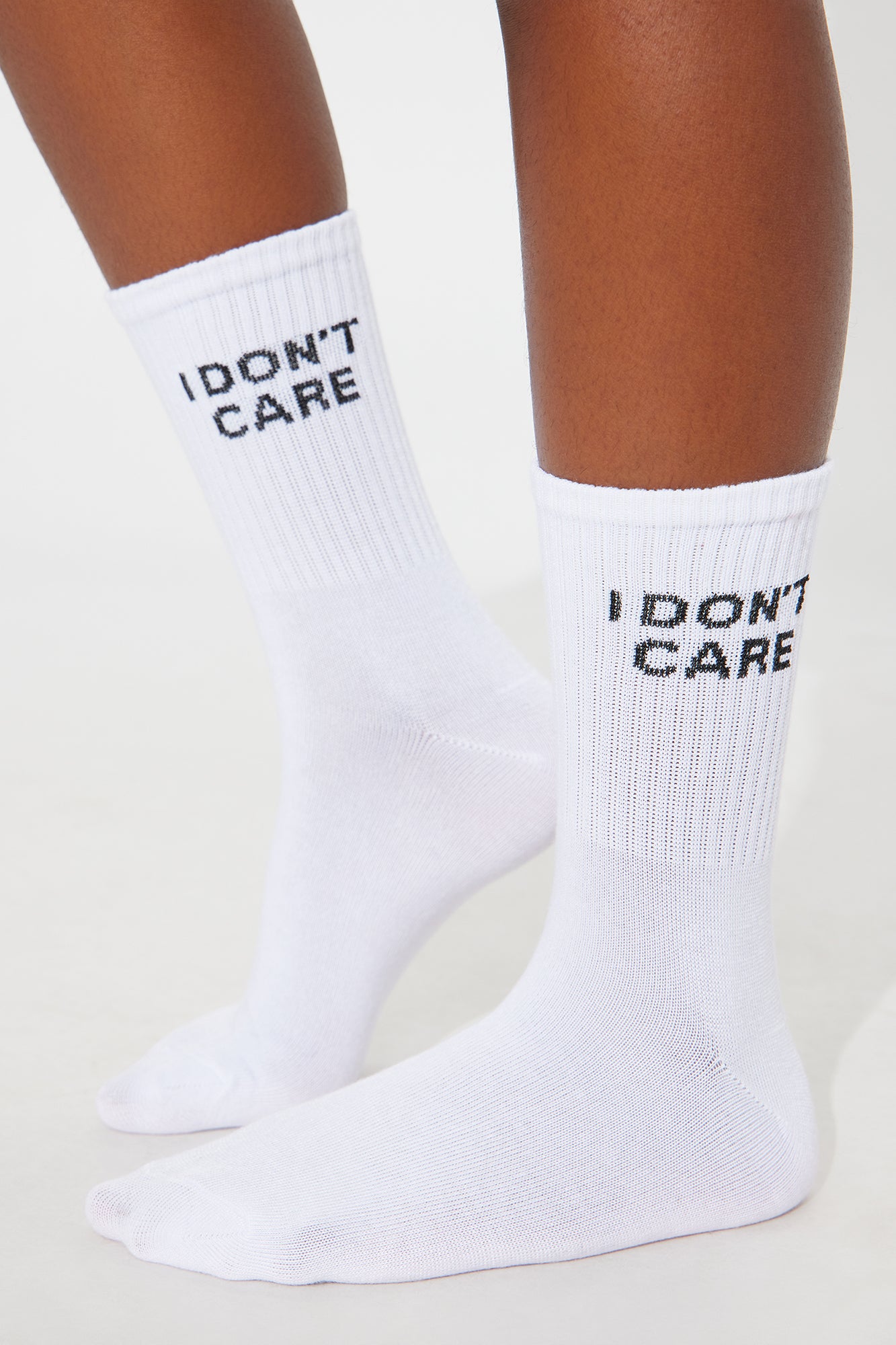 Mini I Don't Care Socks - White/Black