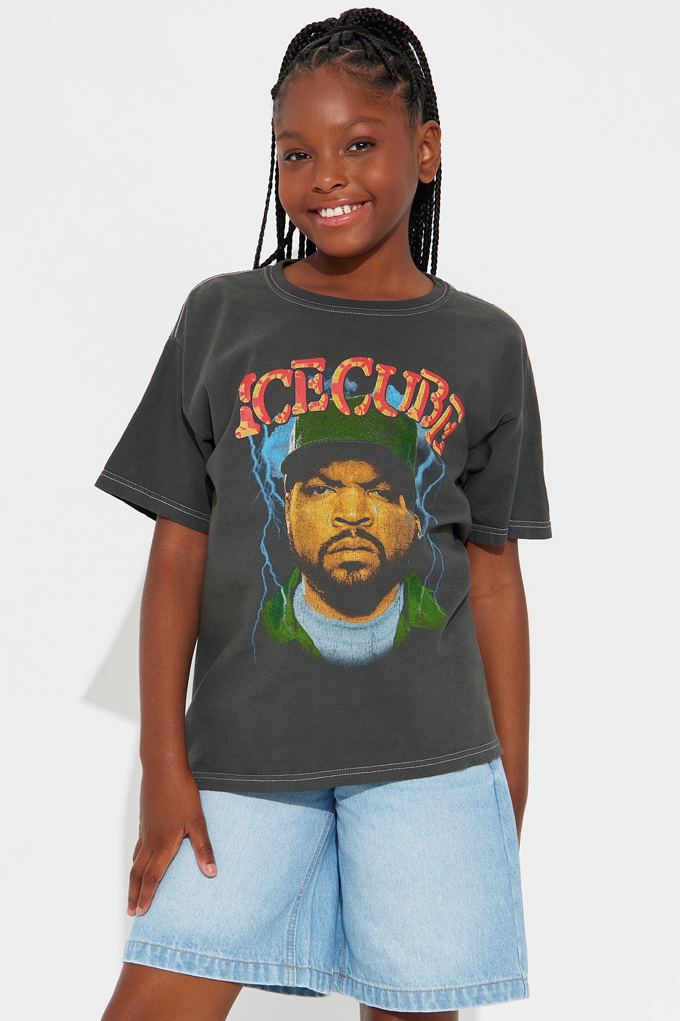 Mini Iced Cube Jumbo Washed Oversized Tee - Black