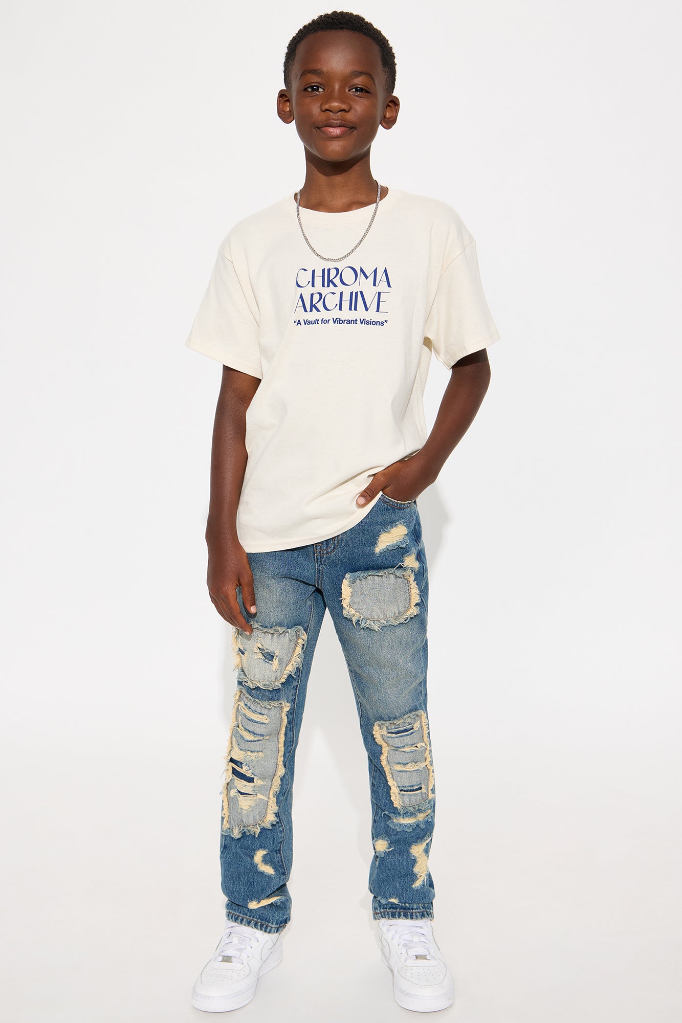 Mini Chroma Archive Short Sleeve Front/Back Tee - Natural
