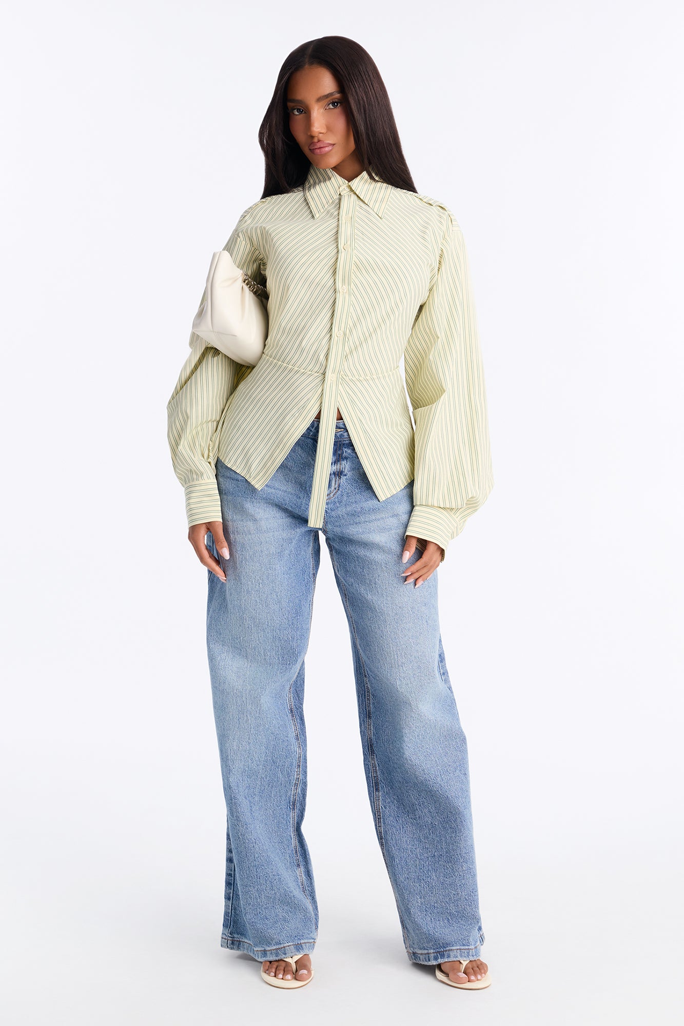 Doing The Most Striped Poplin Shirt - Butter Yellow