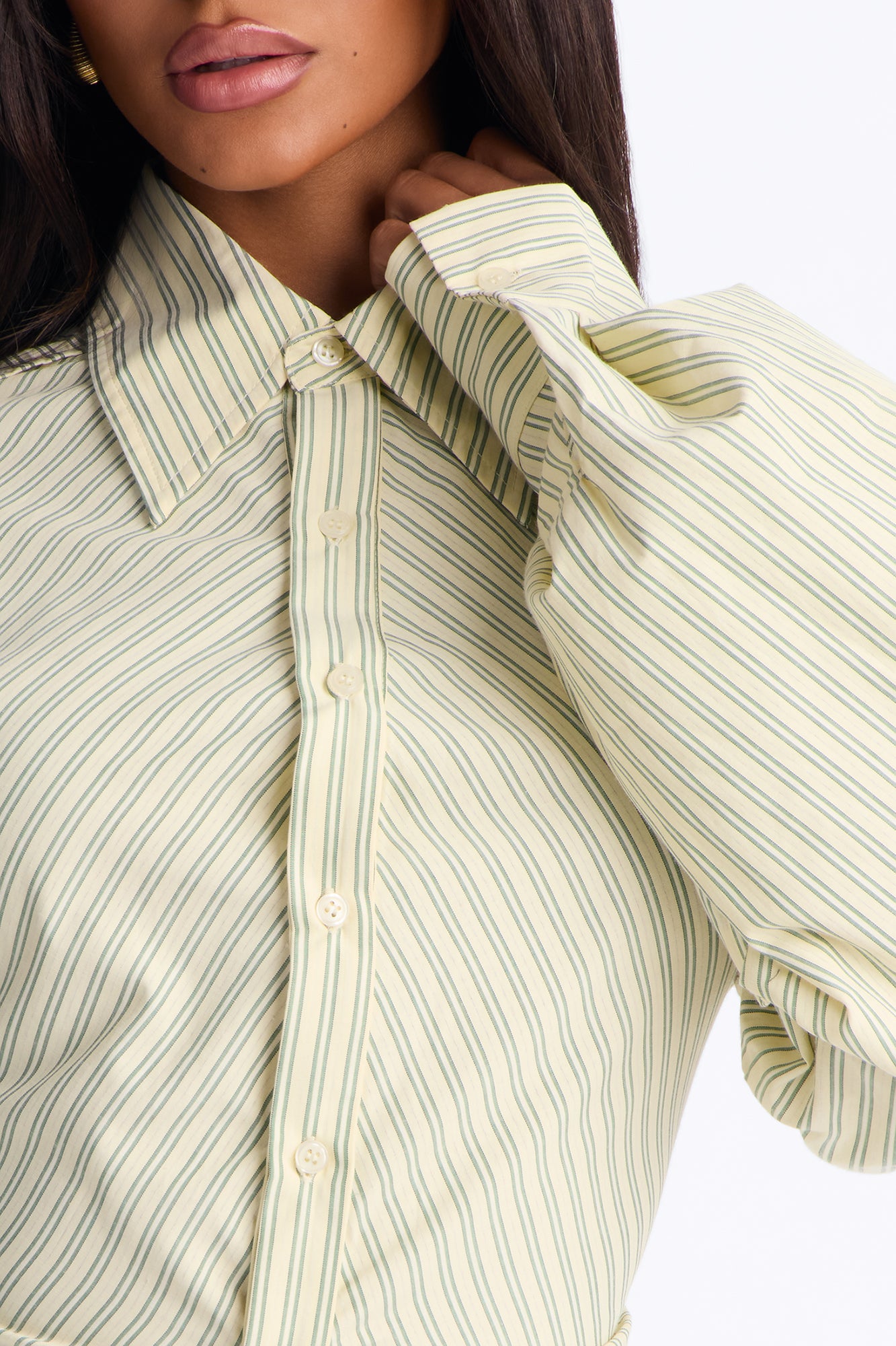 Doing The Most Striped Poplin Shirt - Butter Yellow