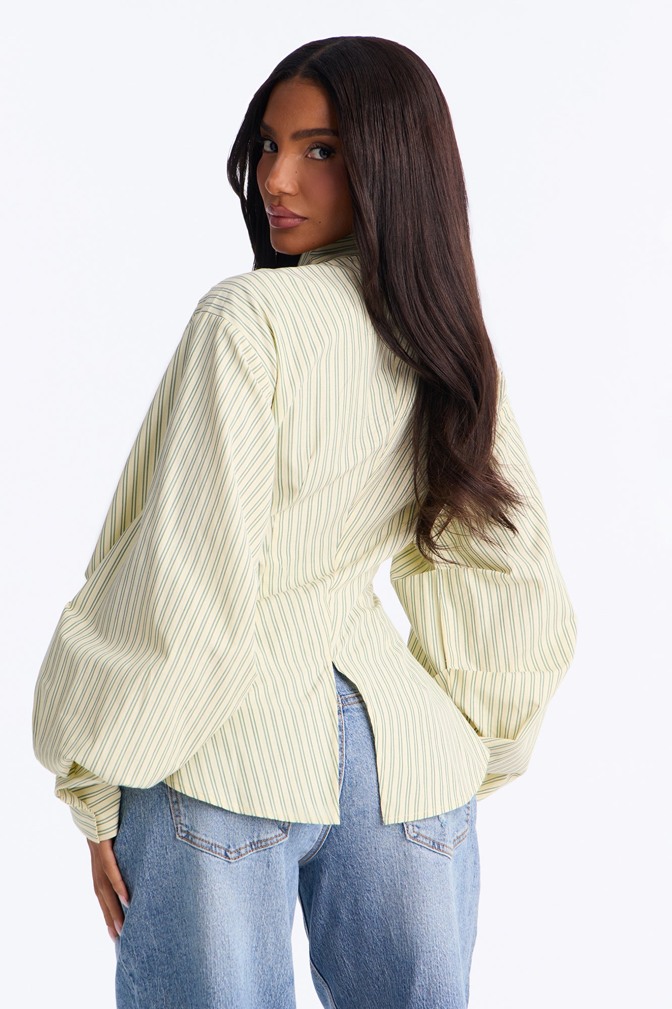 Doing The Most Striped Poplin Shirt - Butter Yellow