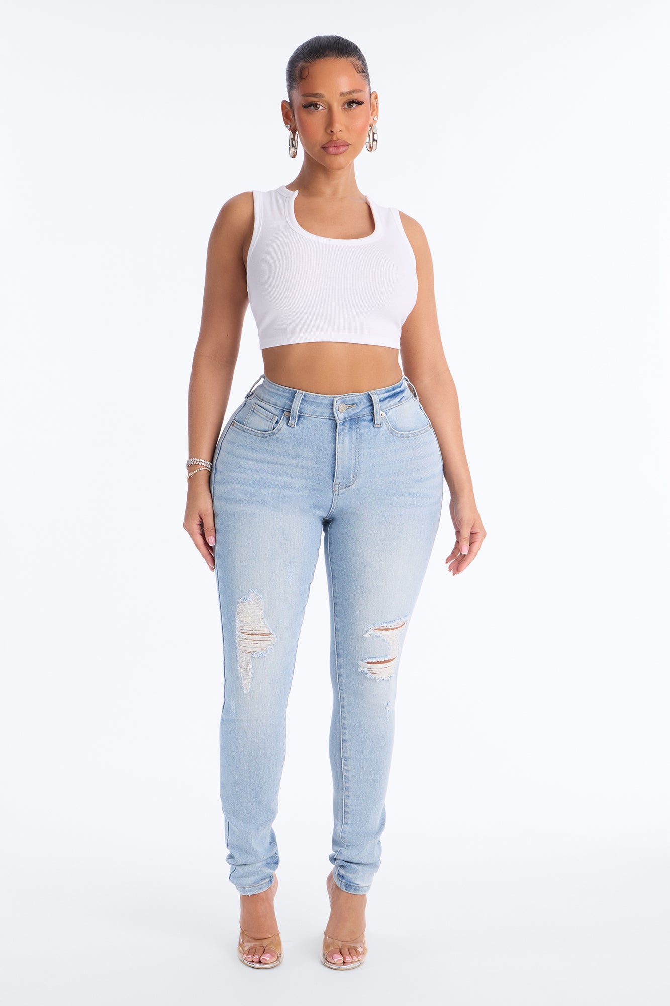 Tall Kalisha Stretch Ripped Skinny Jeans - Light Wash