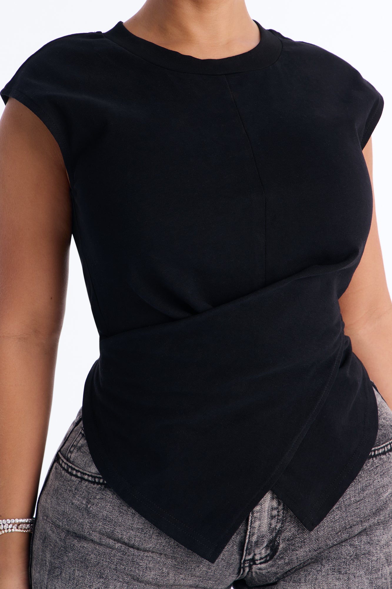Crossed Up Crew Neck Tee - Black