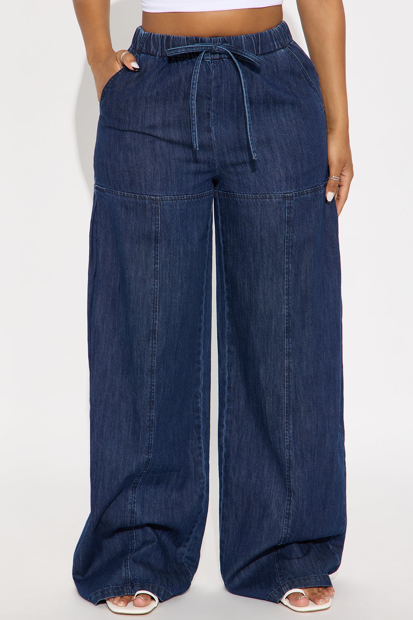 Brigantine Pull On Wide Leg Jeans - Dark Wash