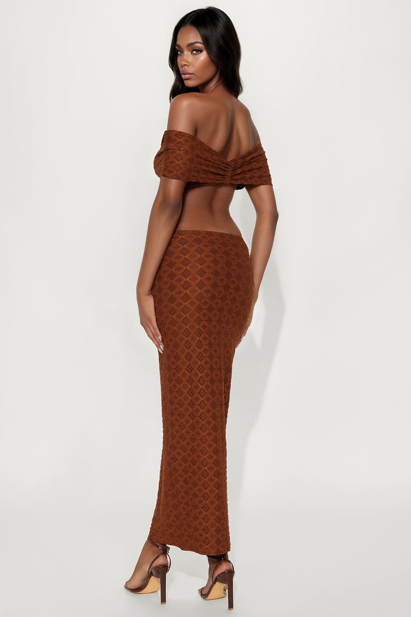 Beverly Textured Cut Out Maxi Dress - Brown