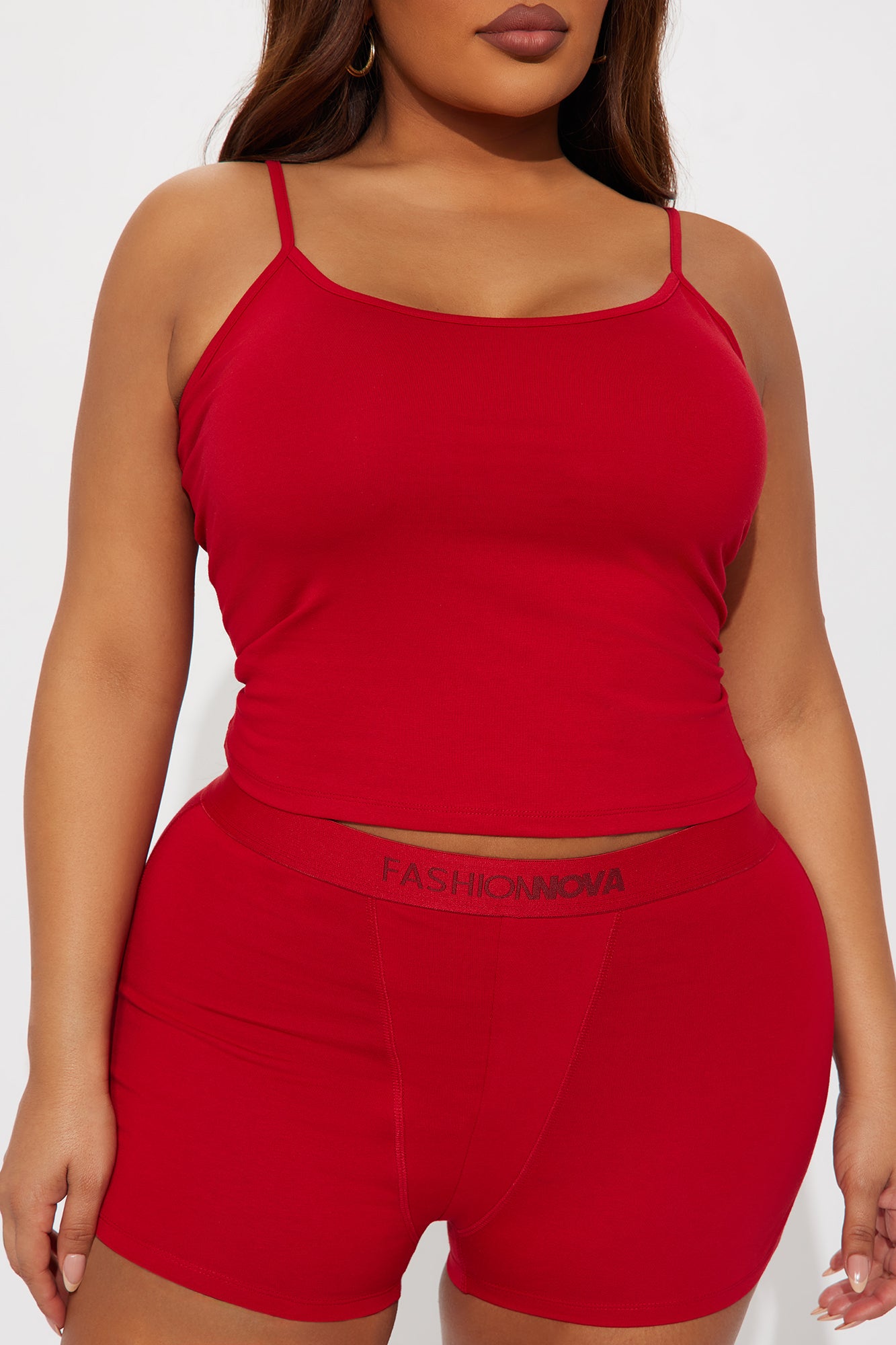 FN Mood Cotton PJ Boxer Short Set - Red