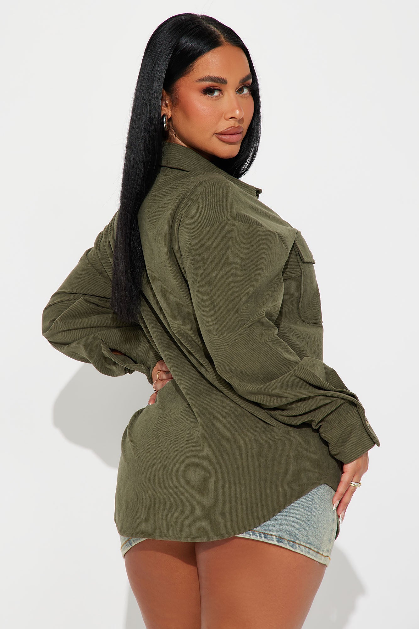 Fall Feeling Corduroy Shirt - Olive