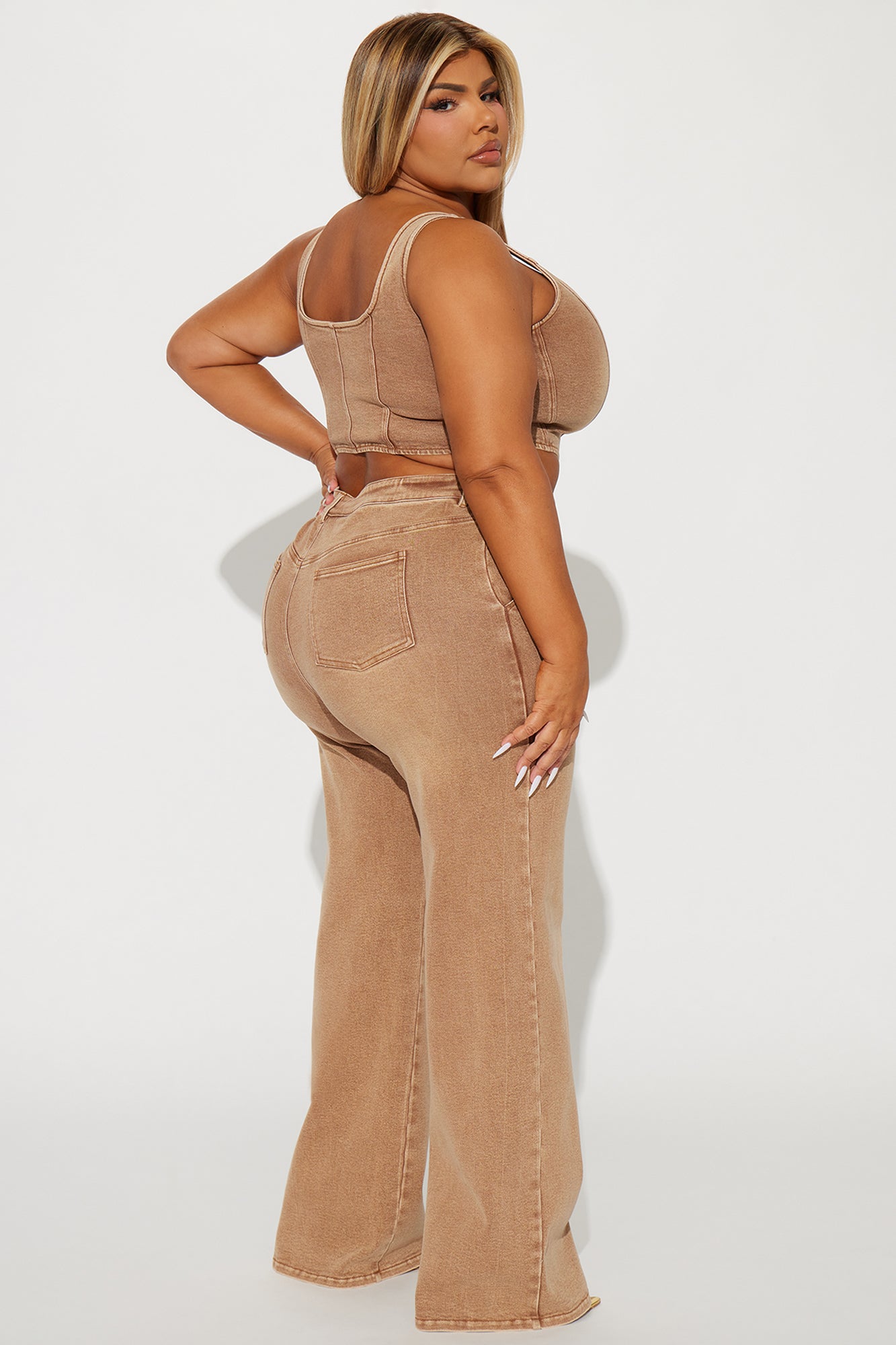 Not My First Rodeo Denim Pant Set - Brown