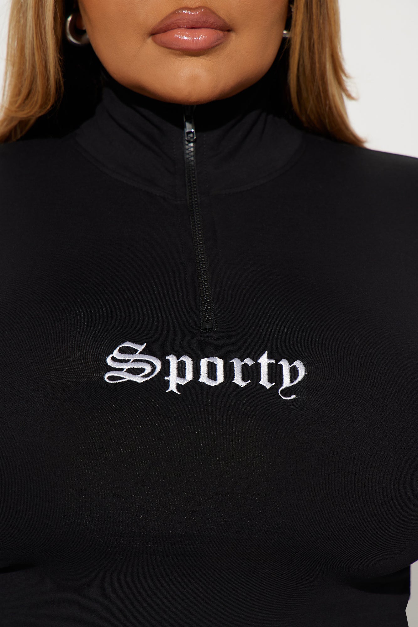 Sporty Girl Embroidered Top - Black/White