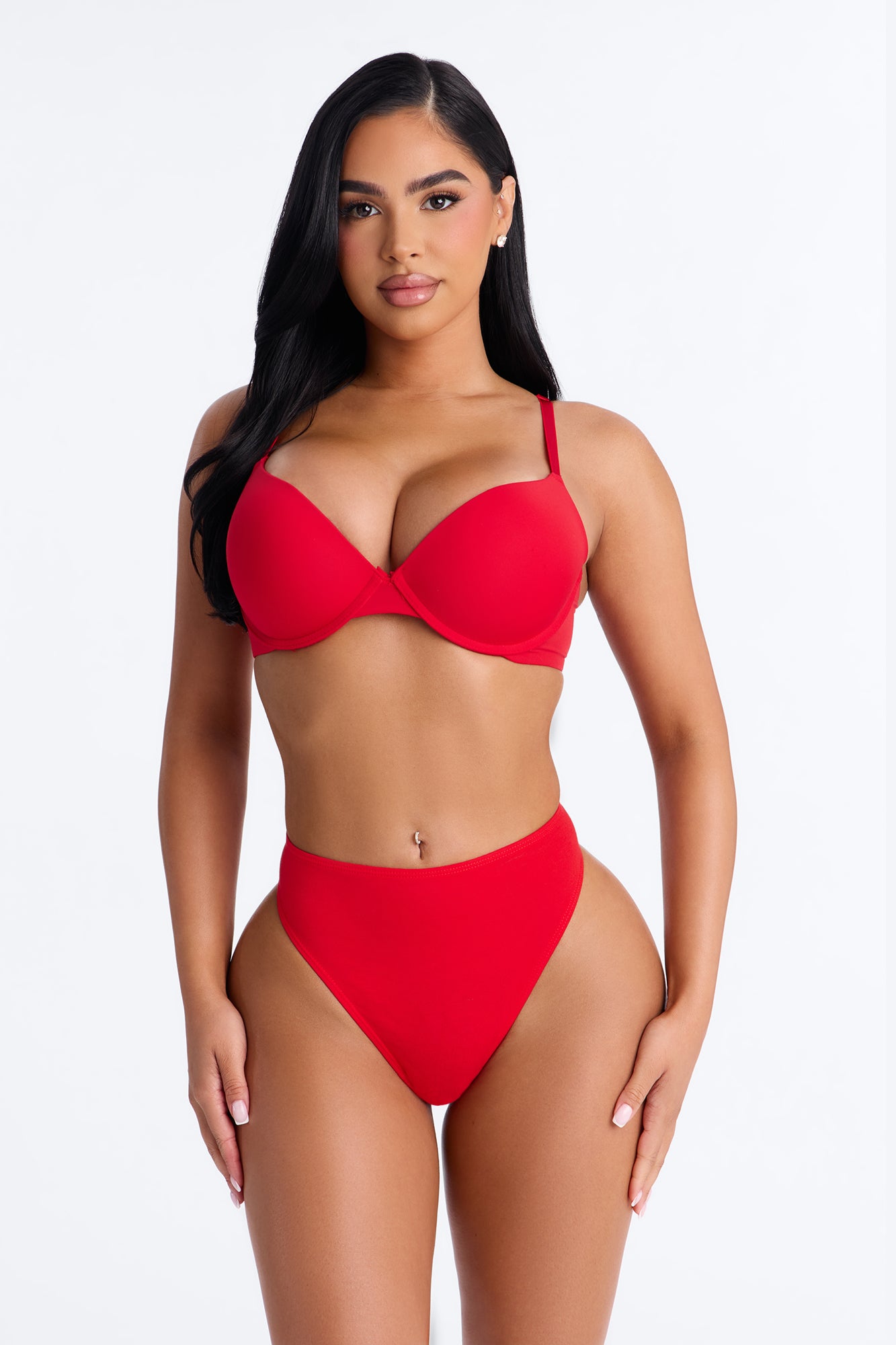 Nova Cotton High Waist Thong Panty - Red