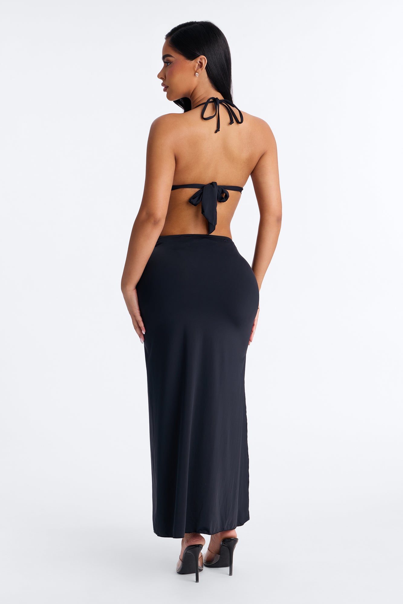 So Unbothered 1 Piece Swimsuit & Cover Up Maxi Skirt Sunsuit - Black