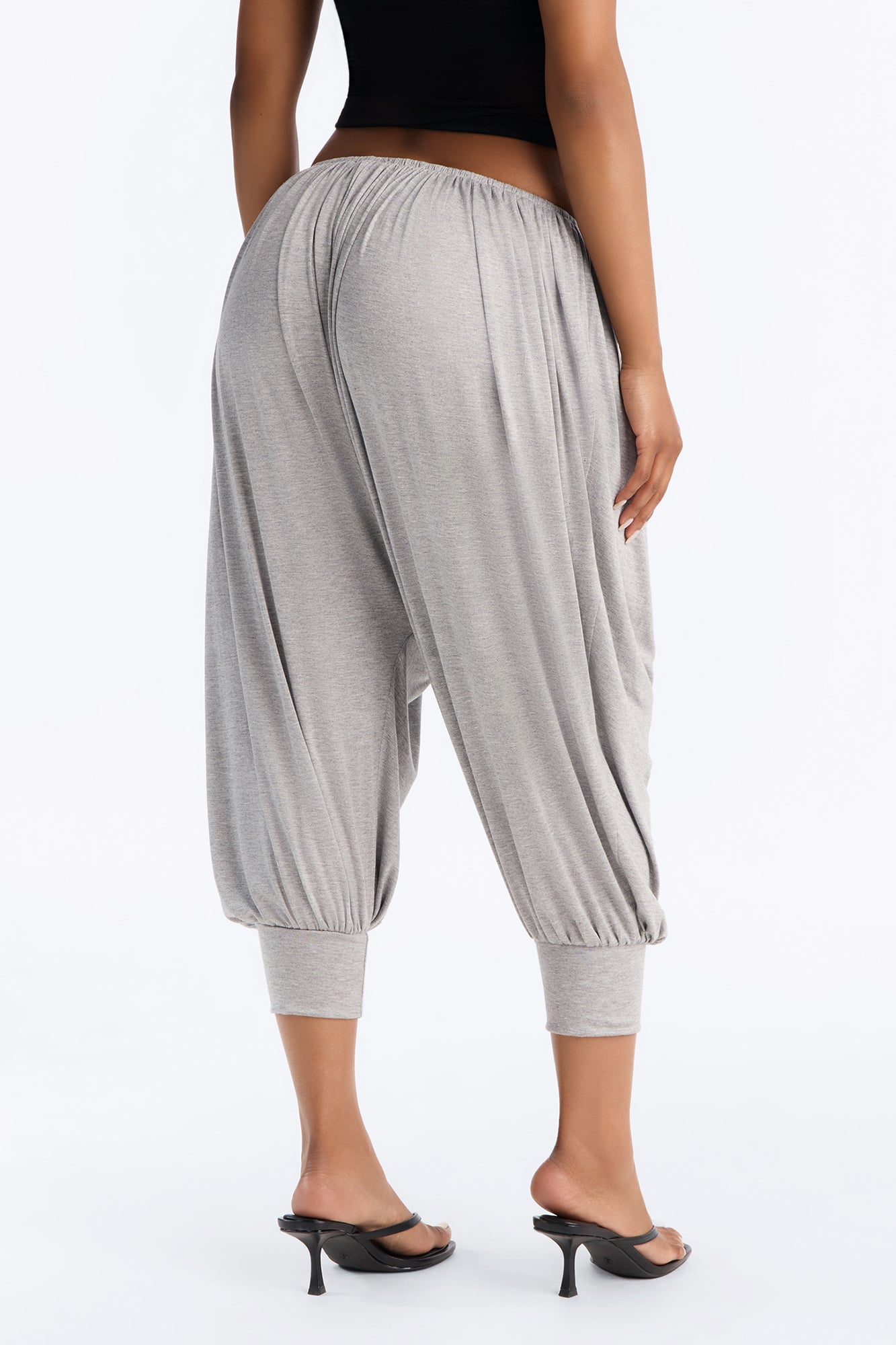 Luciana Low Rise Cuffed Harem Pant - Heather Grey