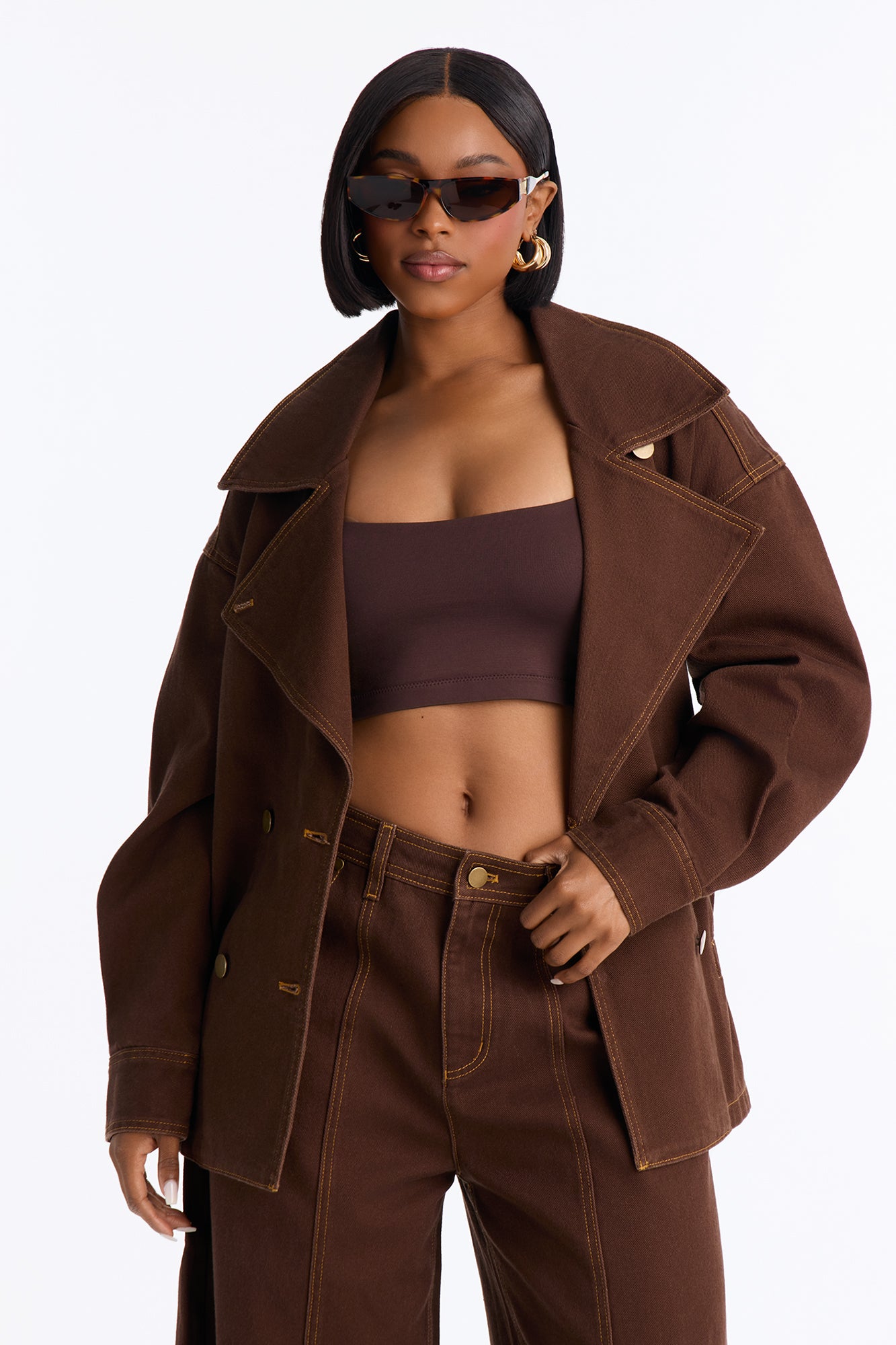 City Limits Belted Trench Jacket - Brown