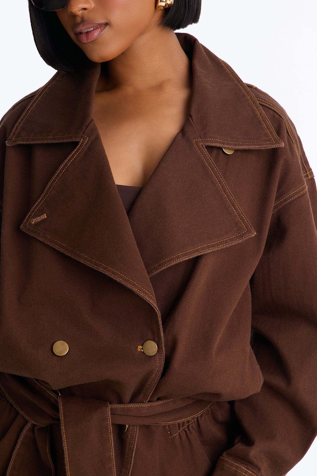 City Limits Belted Trench Jacket - Brown