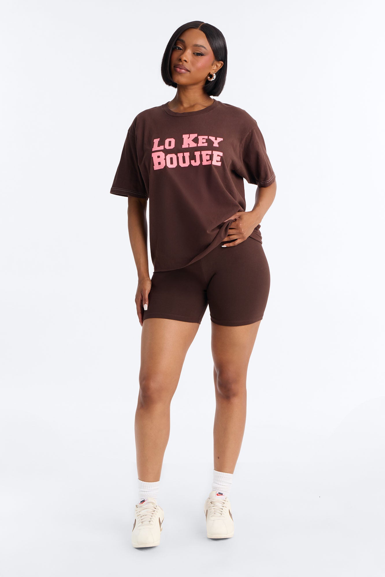 Lo Key Boujee Washed T-Shirt - Chocolate
