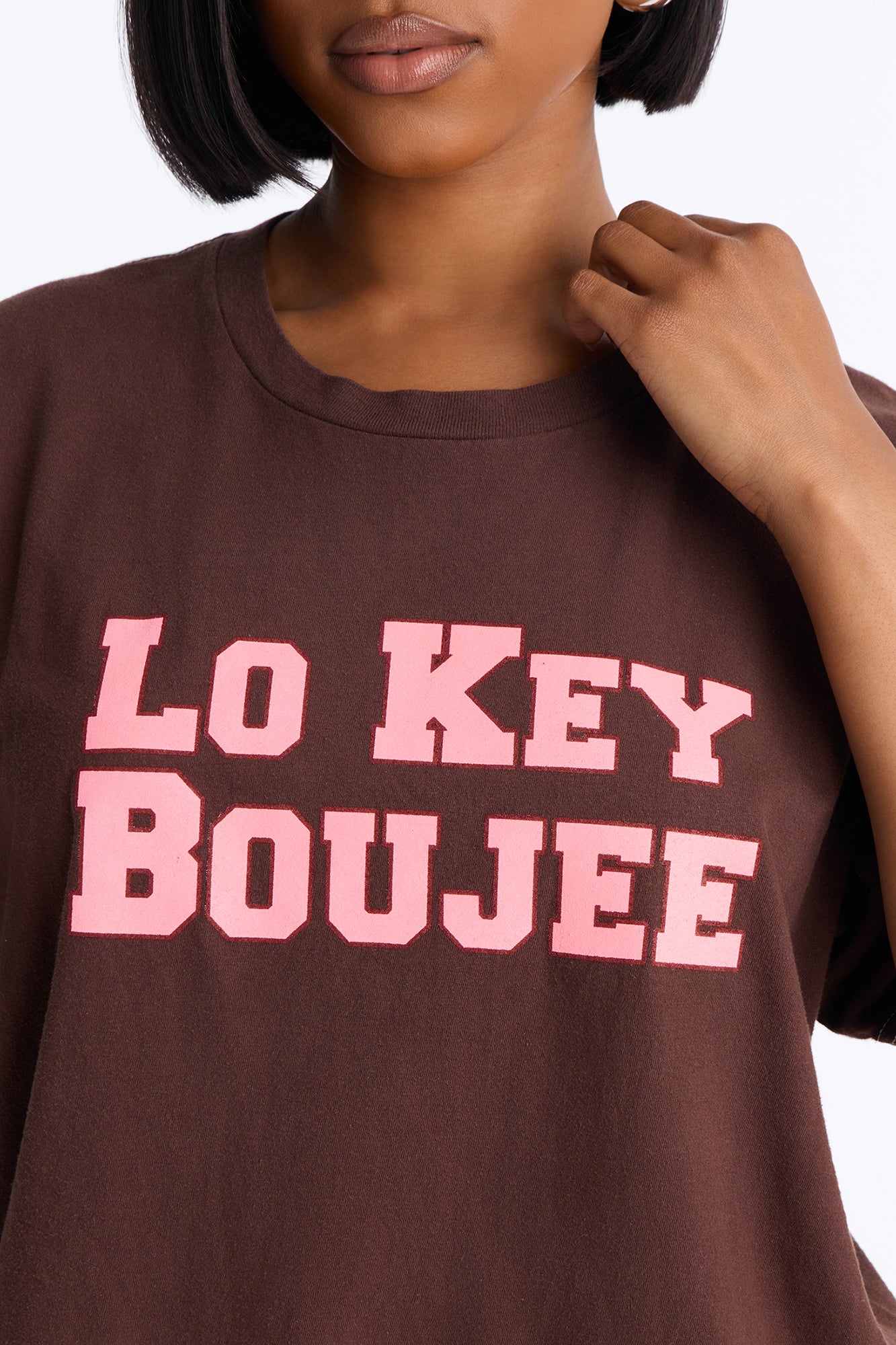 Lo Key Boujee Washed T-Shirt - Chocolate
