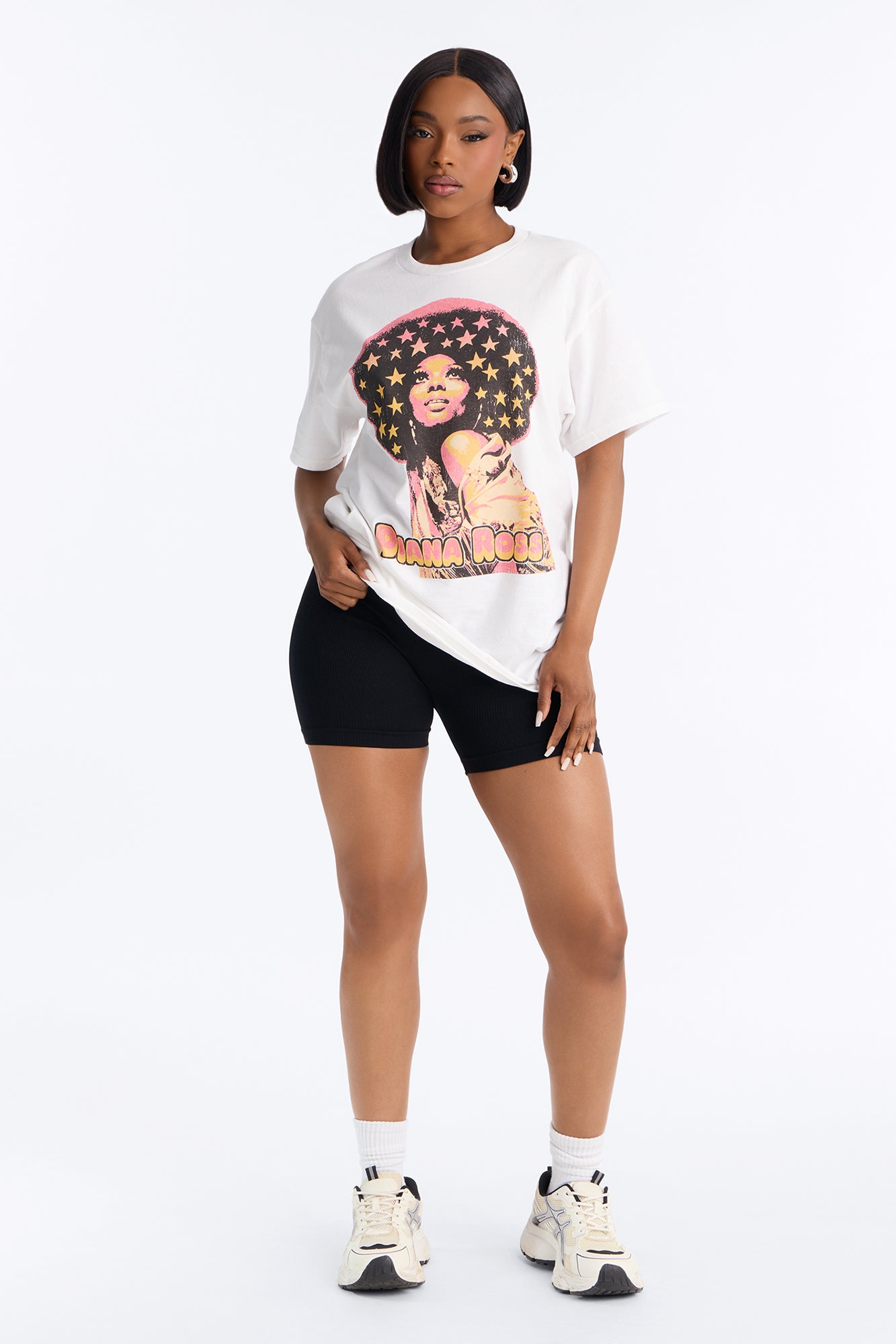 Diana Ross Retro Glam Oversized Tee - White