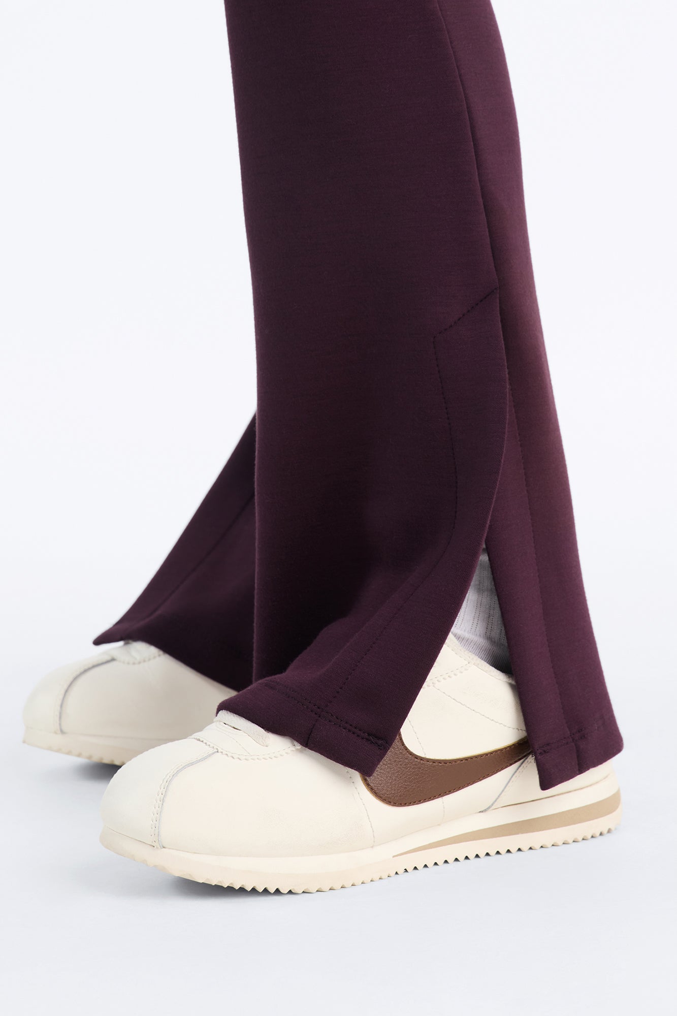 Bella Scuba Slit Lounge Flare Pant - Burgundy