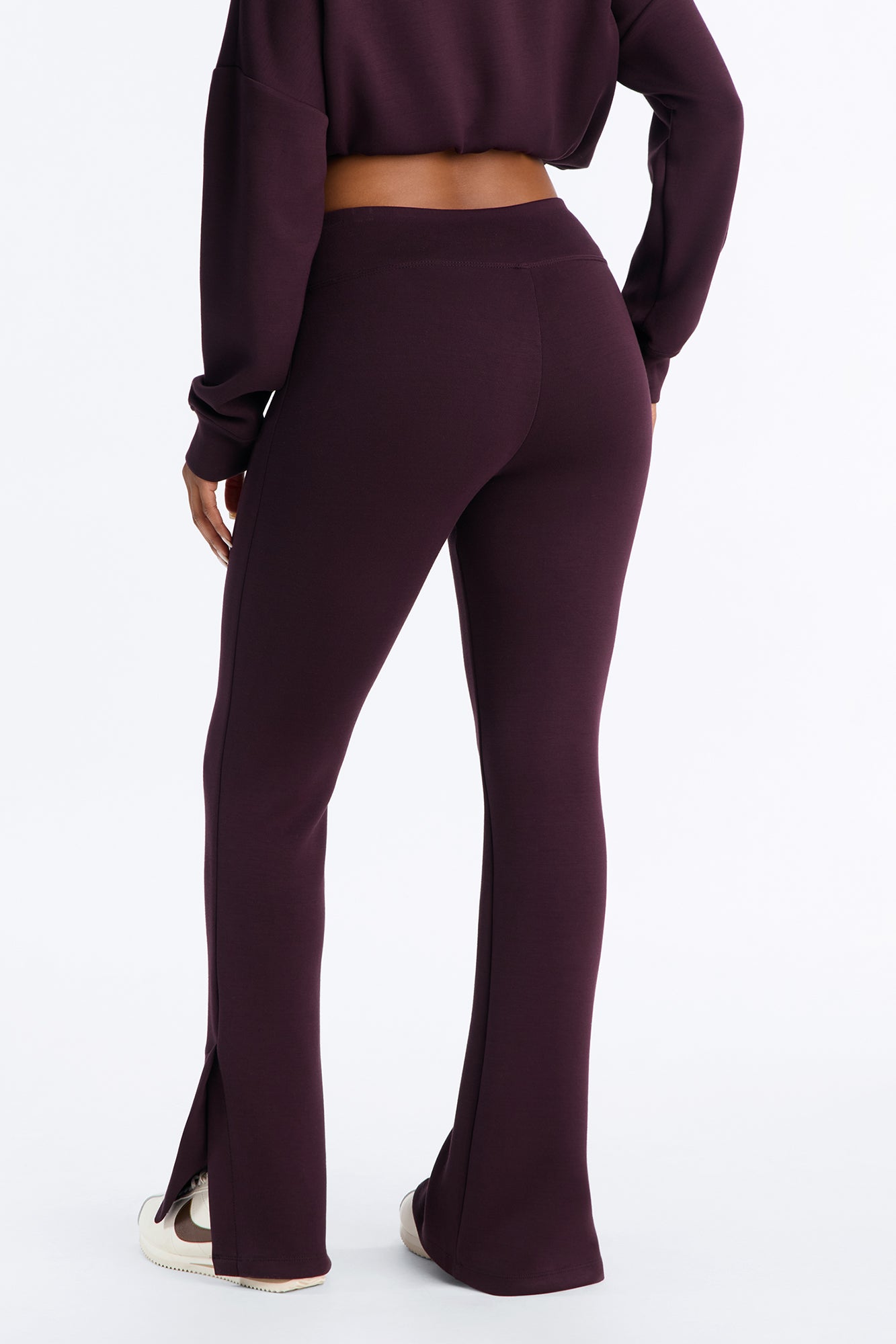 Bella Scuba Slit Lounge Flare Pant - Burgundy