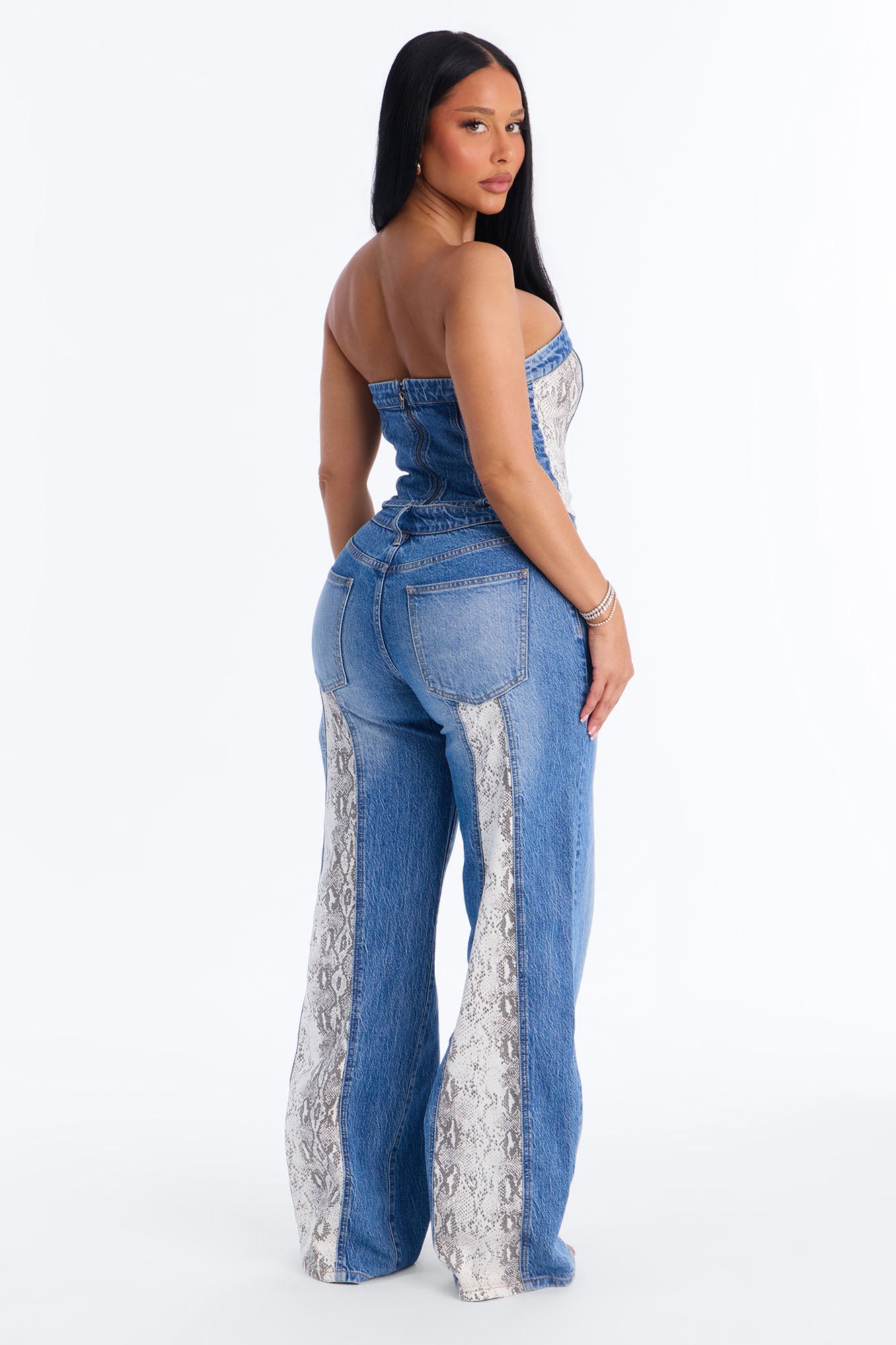 Denim Venom Pant Set - Medium Wash
