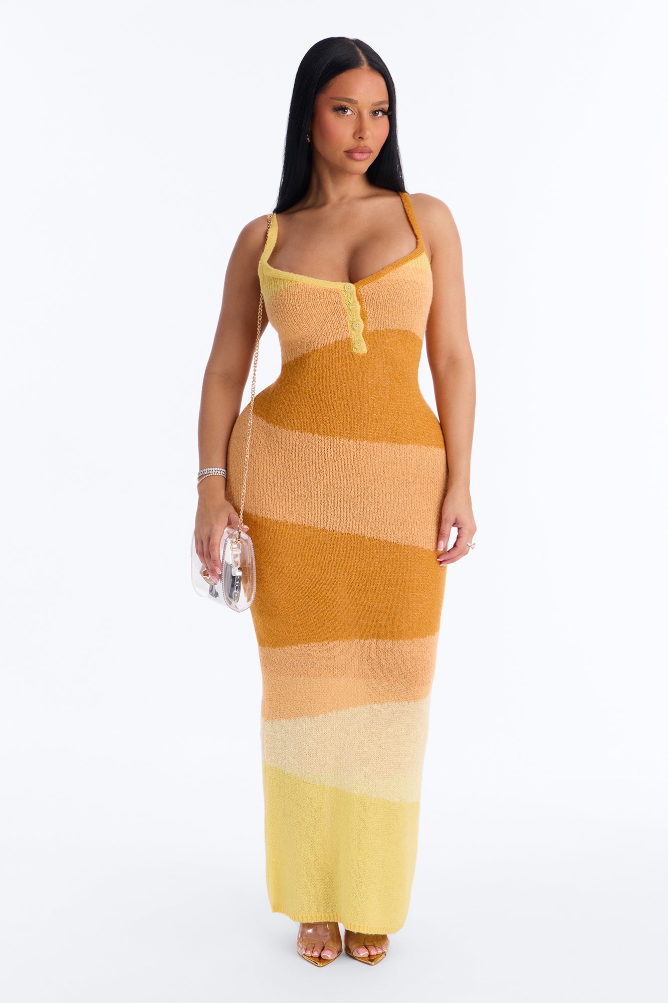 Sunbeam Energy Sweater Maxi Dress - Yellow/combo