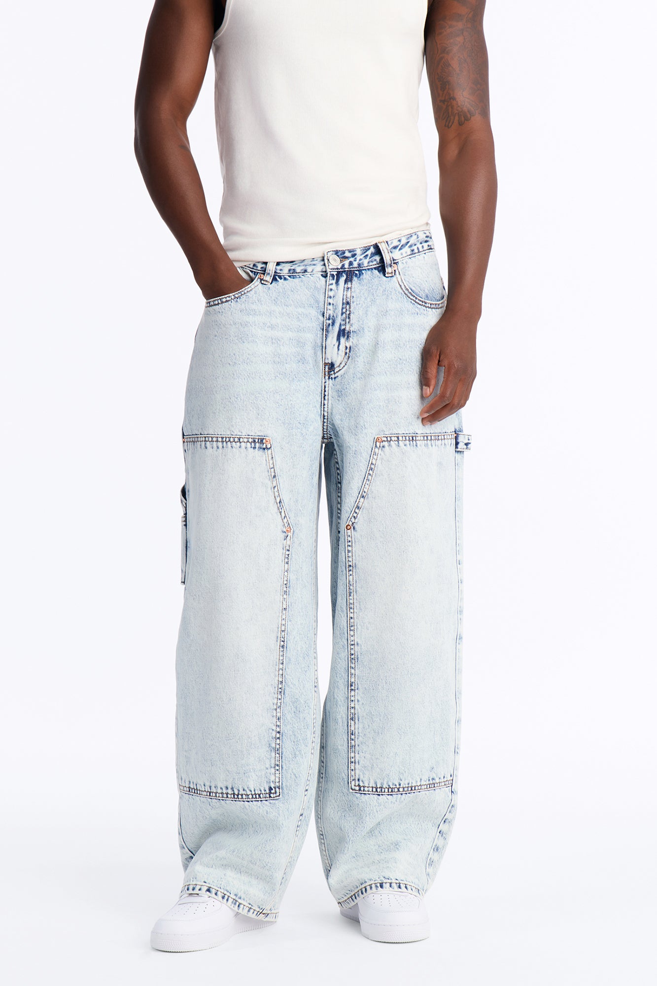 Baggy Double Knee Jean - Light Blue Wash