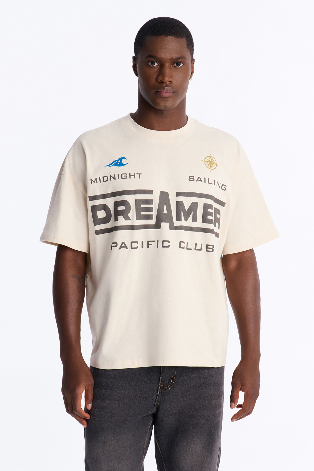 Midnight Sailing Dreamer Short Sleeve Tee - Off White