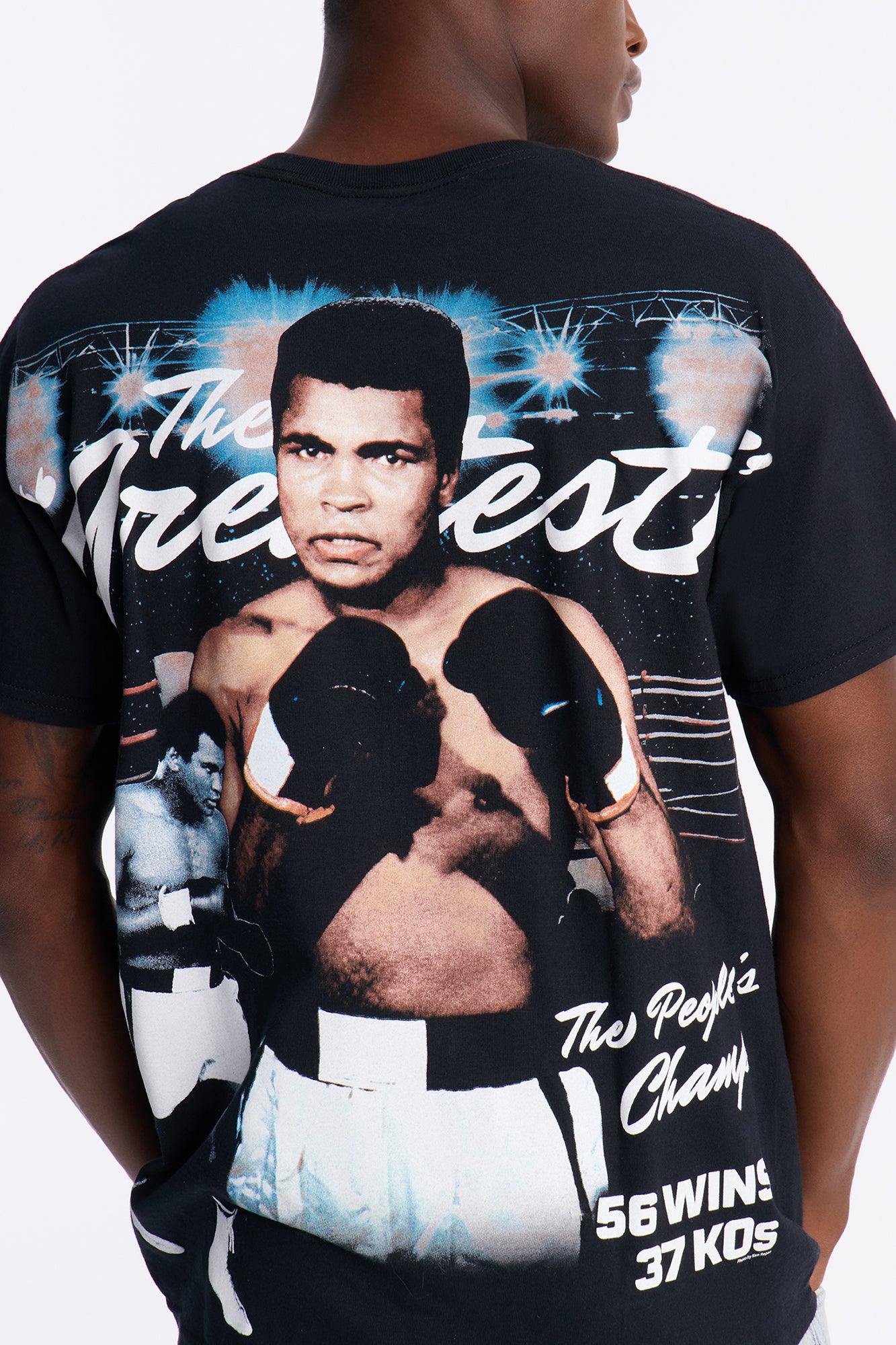 Muhammad Ali The Greatest Champ Oversized Short Sleeve Tee - Black
