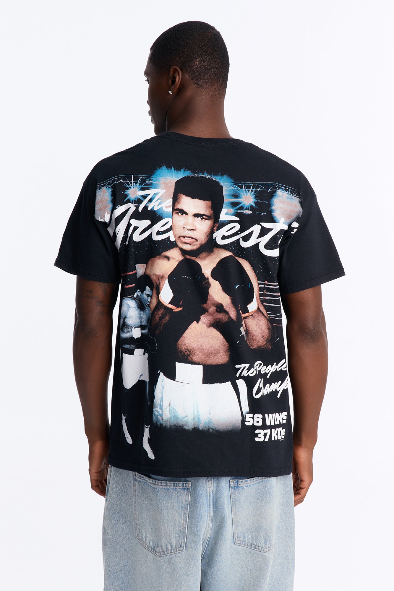 Muhammad Ali The Greatest Champ Oversized Short Sleeve Tee - Black