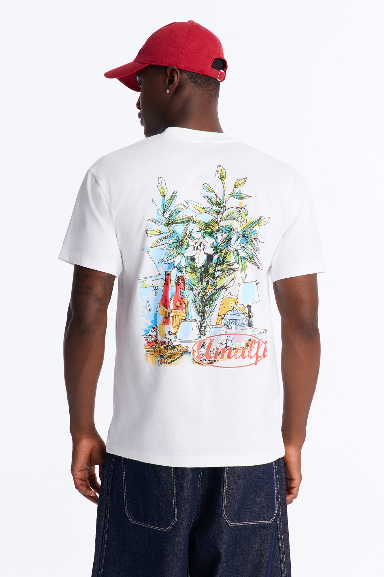 Amalfi Coast Picnic Oversized Short Sleeve Tee - White