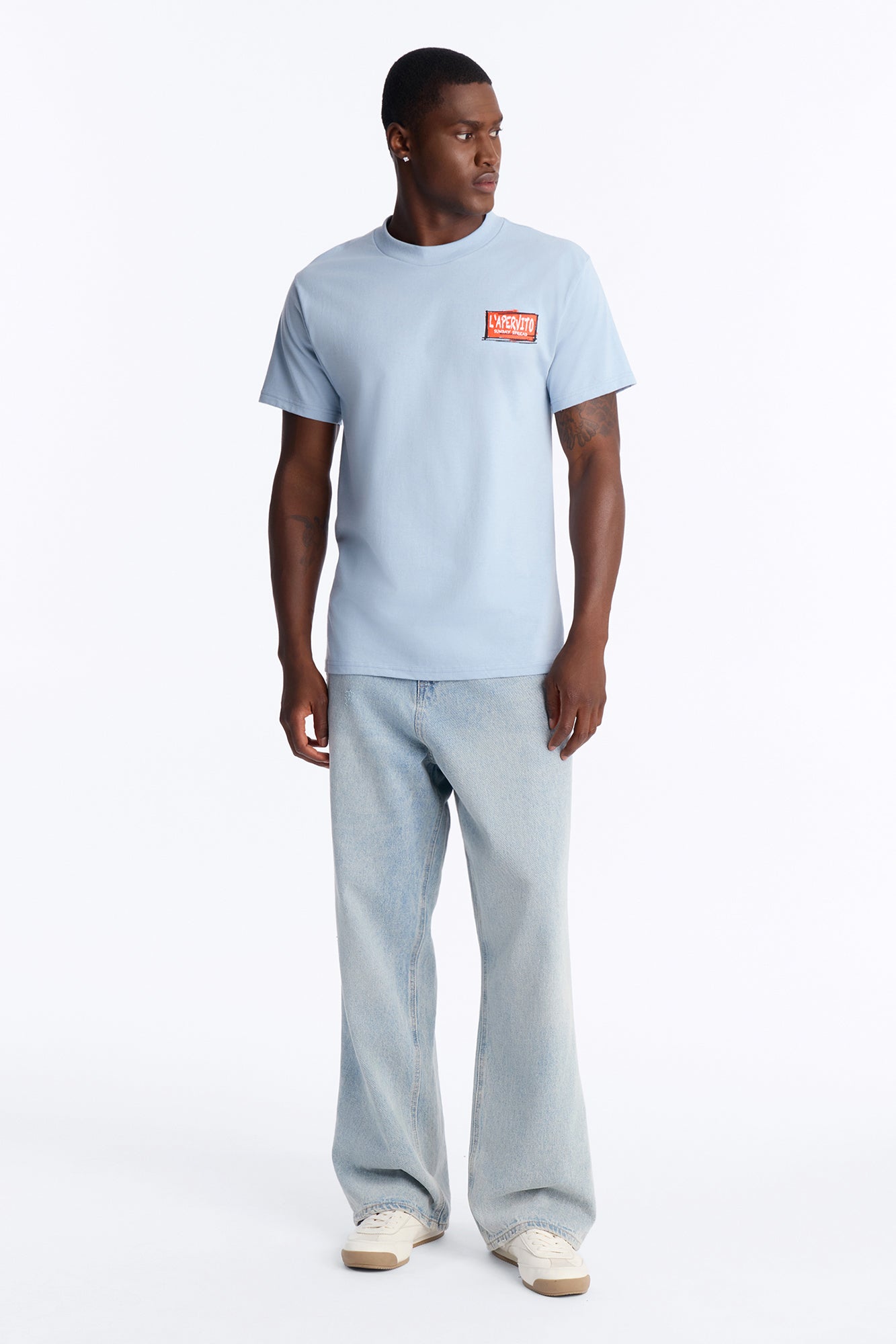 Milano Table Array Oversized Short Sleeve Tee - Light Blue