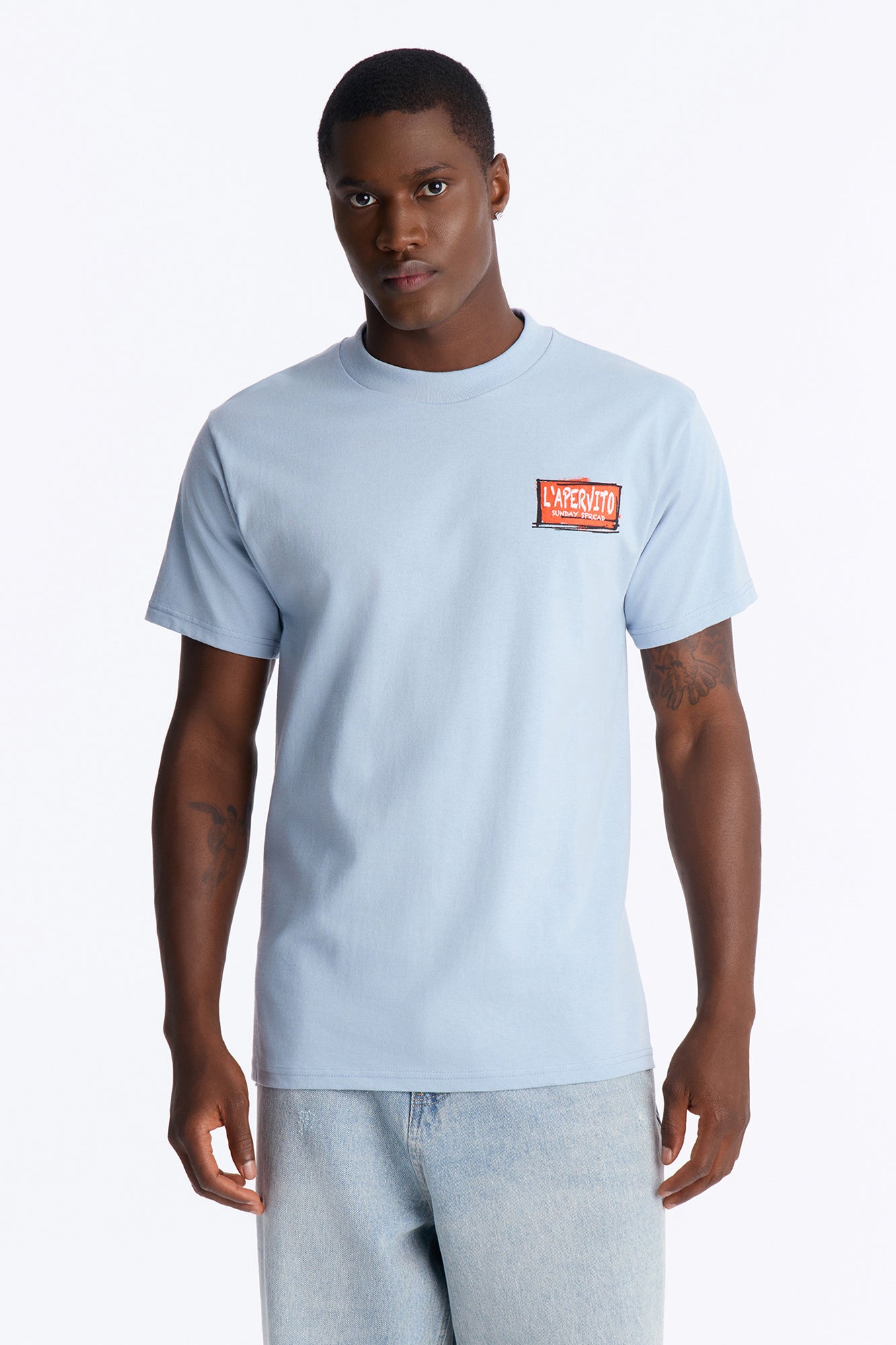 Milano Table Array Oversized Short Sleeve Tee - Light Blue