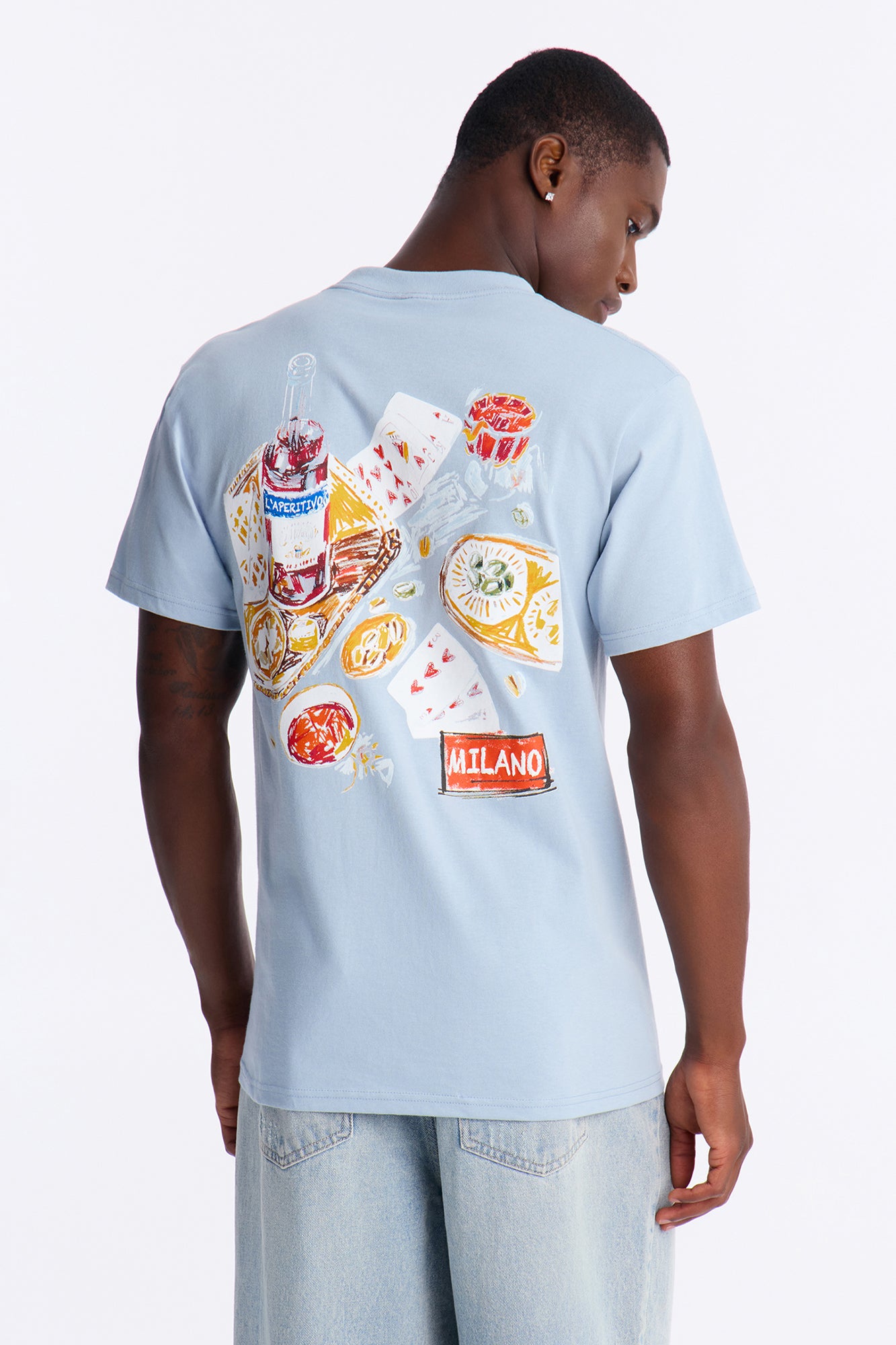 Milano Table Array Oversized Short Sleeve Tee - Light Blue