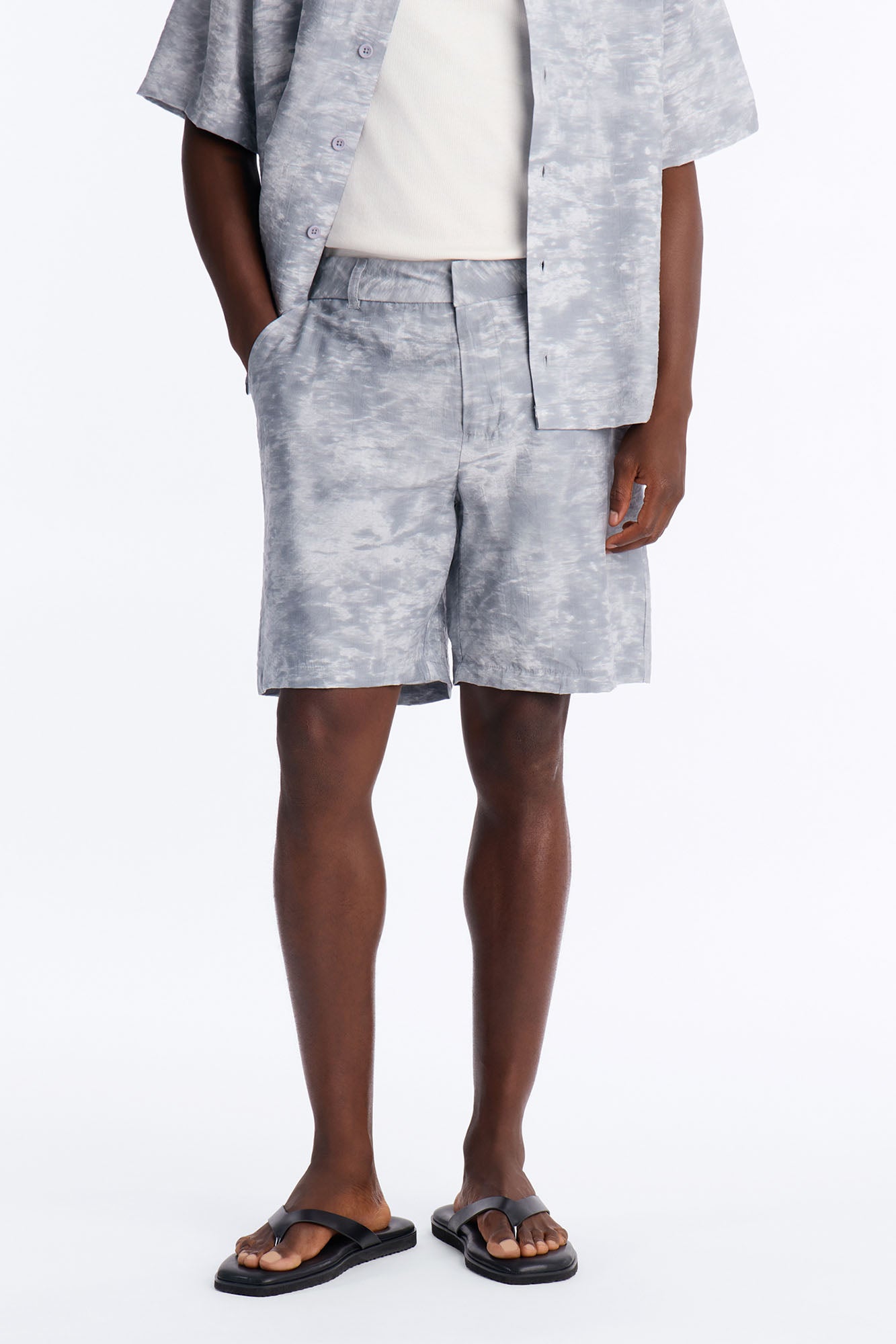 Marble Wash Relaxed Short - Grey/combo