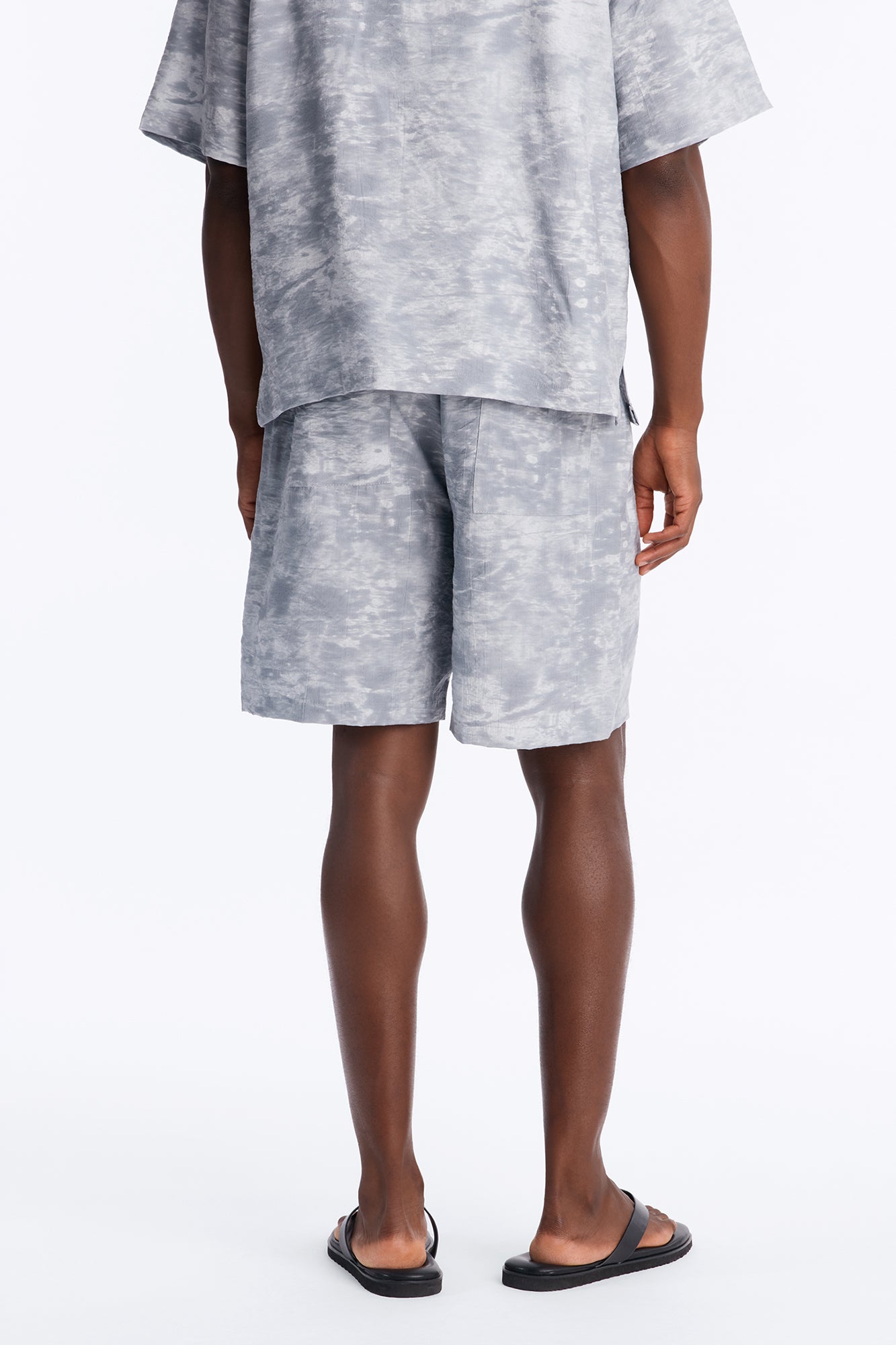 Marble Wash Relaxed Short - Grey/combo