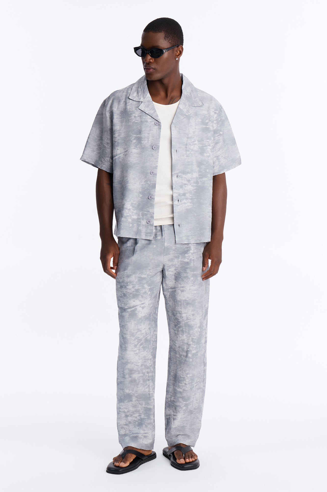 Marble Wash Straight Leg Pant - Grey/combo