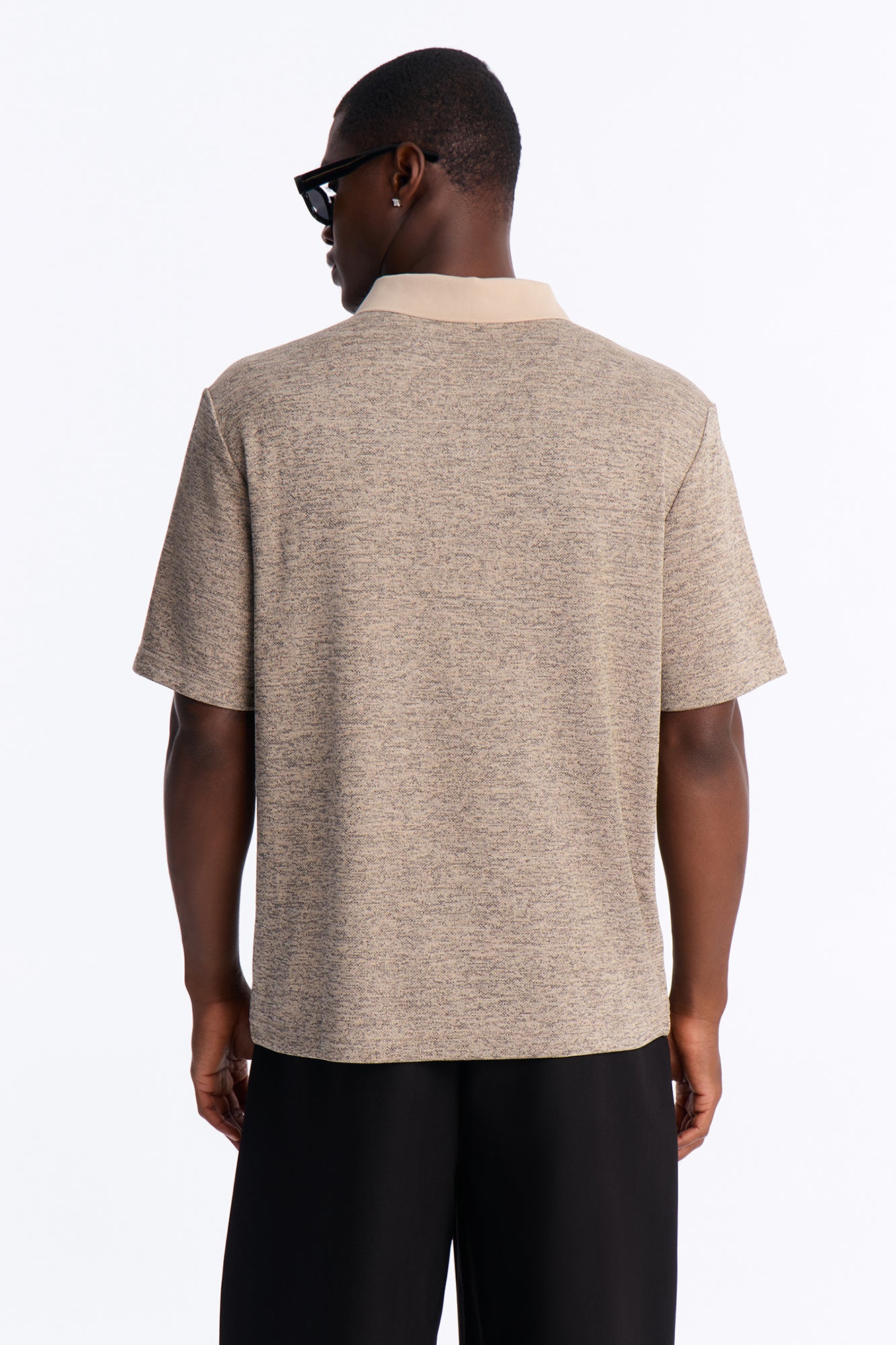 Modern Quarter Zip Polo - Brown/combo