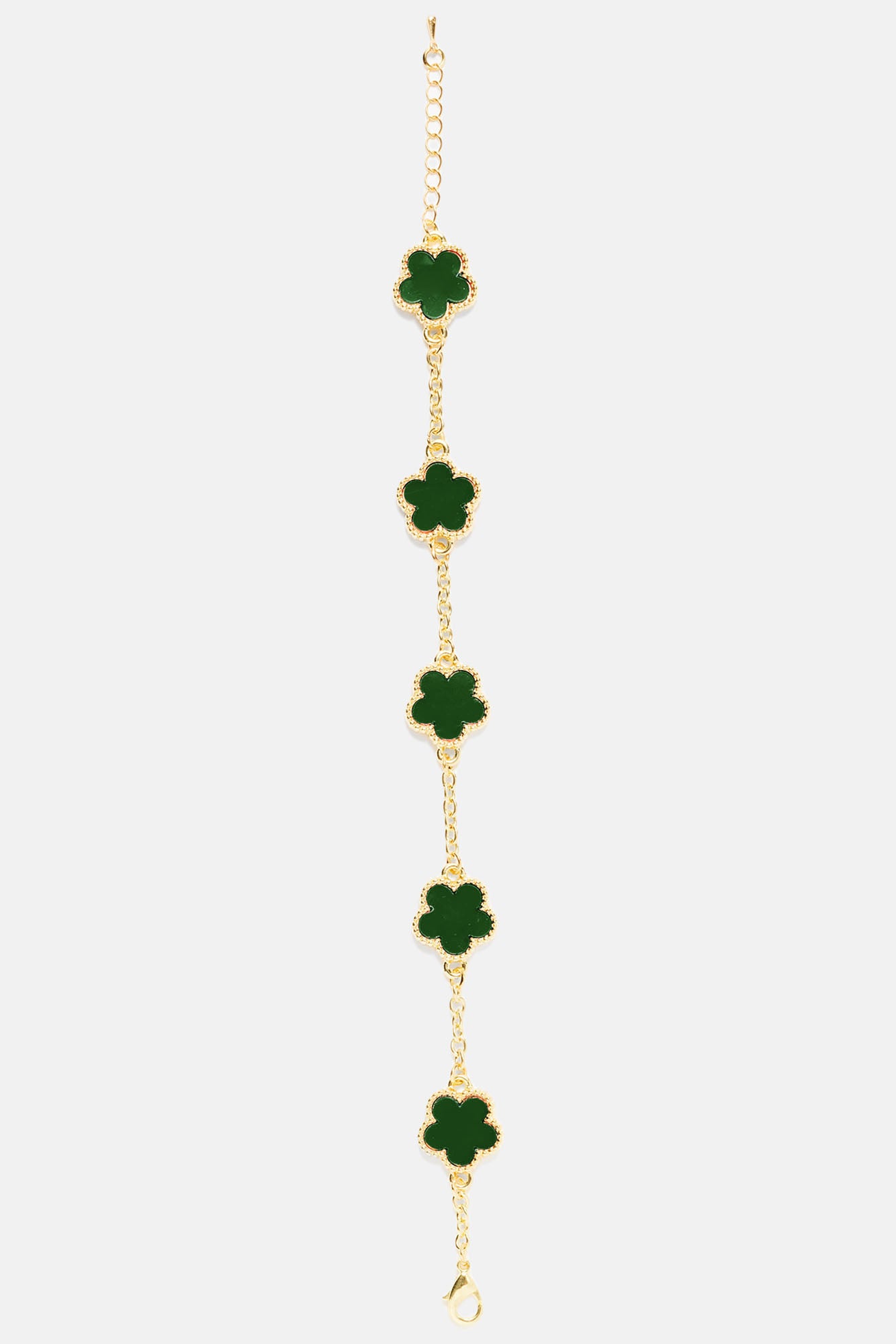 Iced Multi Clover Bracelet - Gold/Green
