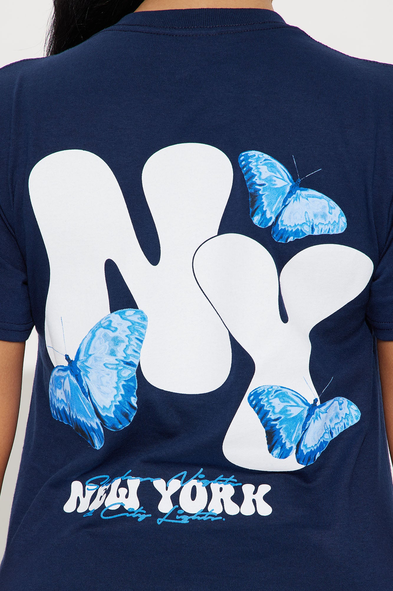 New York Butterfly Graphic Tshirt - Navy