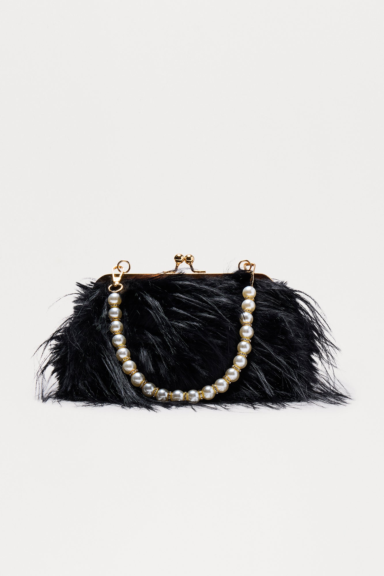 Double Date Faux Fur Clutch - Black
