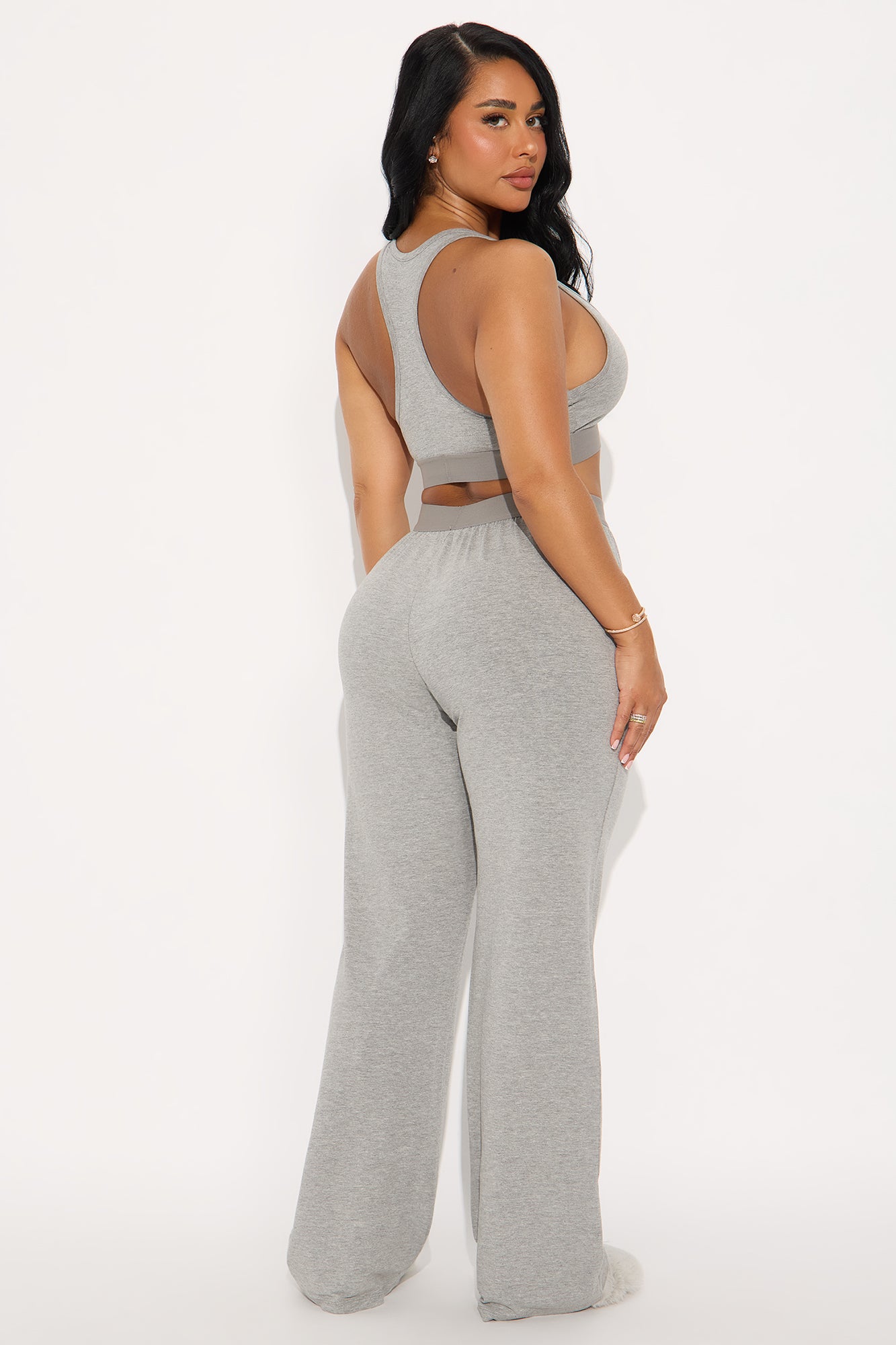 FN Mood Racerback Bralette PJ Boxer Pant Set - Heather Grey