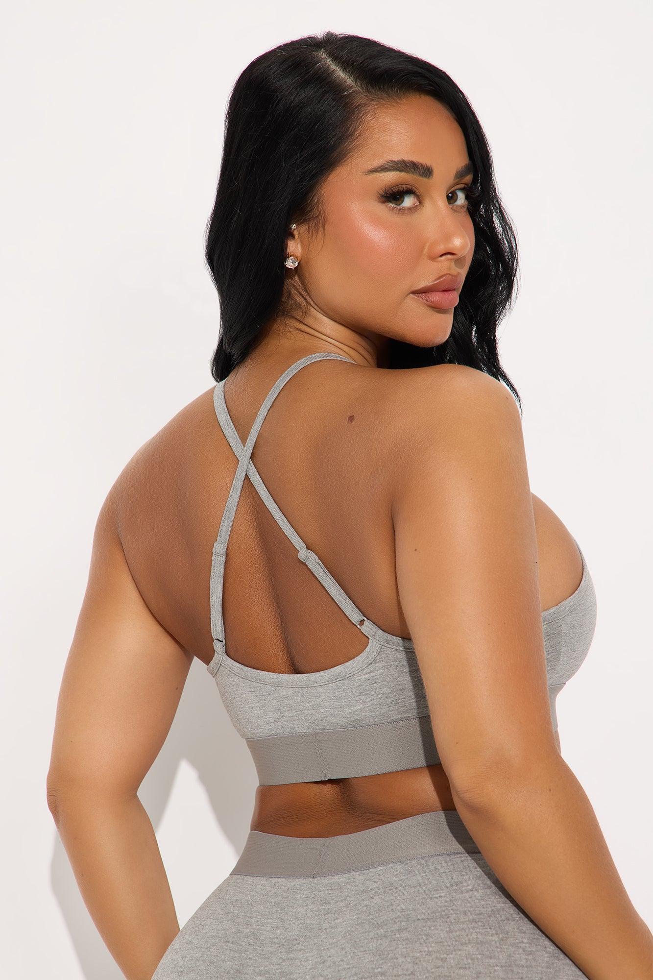 FN Mood Scoop Cami Cotton Bra - Heather Grey