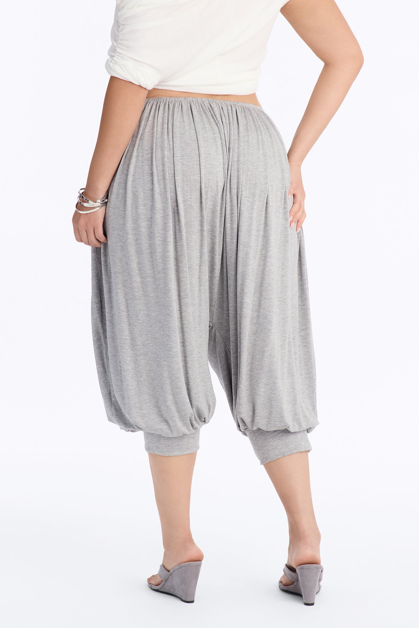 Luciana Low Rise Cuffed Harem Pant - Heather Grey