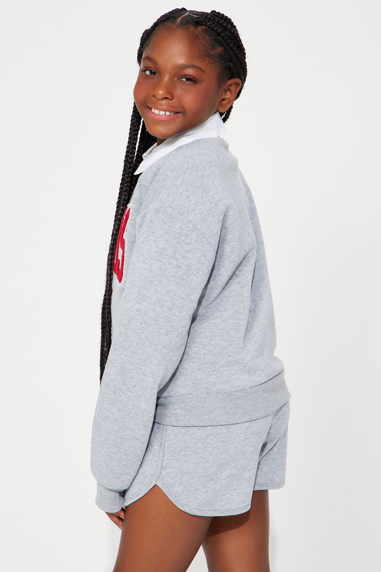 Mini When In Paris Fleece Short Set - Grey