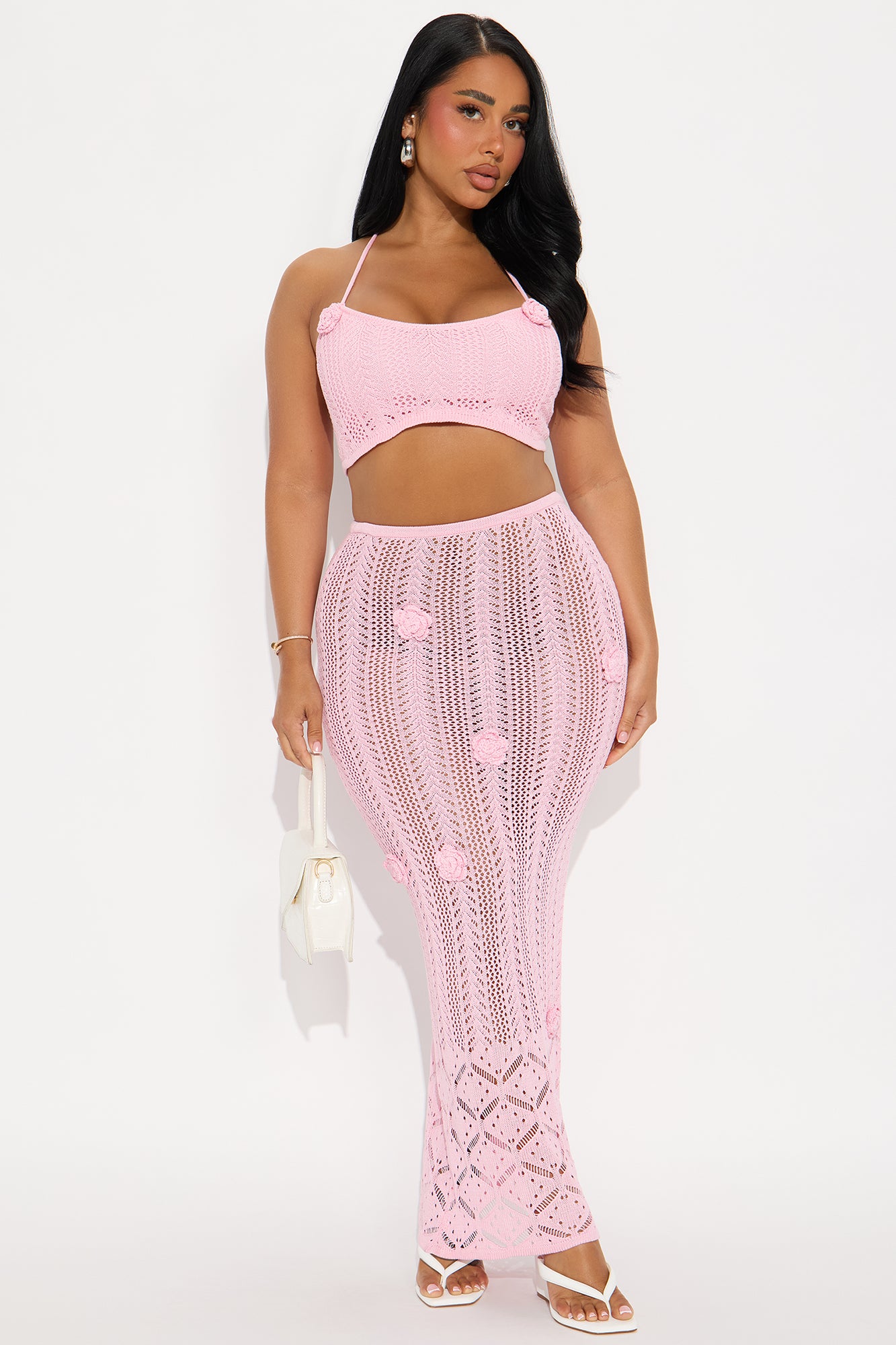 Garden Of Eden Crochet Skirt Set - Pink