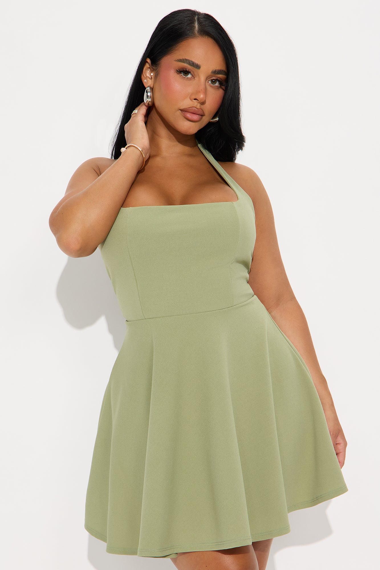 Alena Halter Mini Dress - Sage