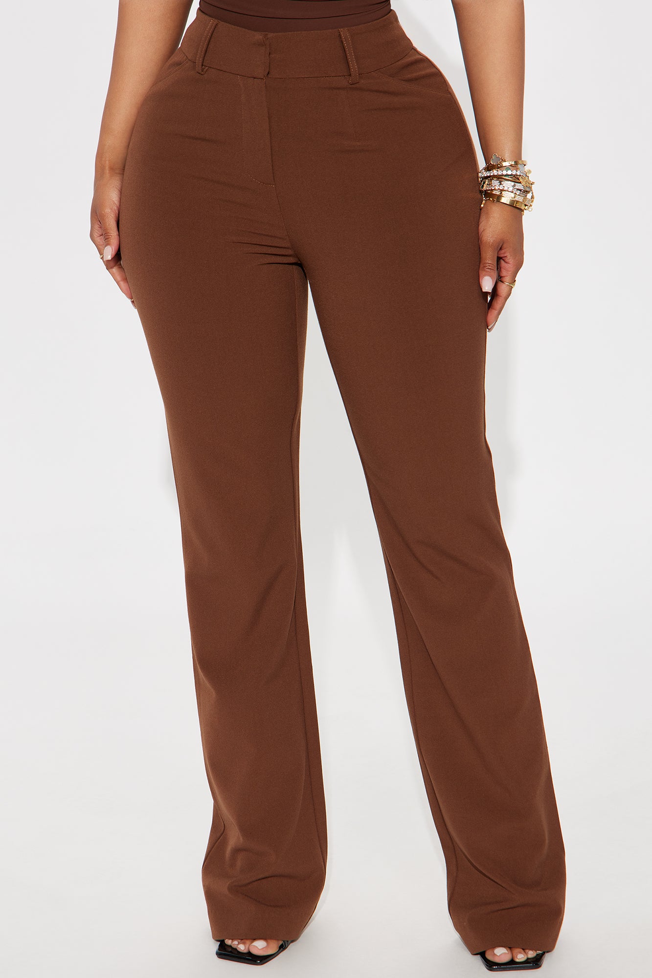Tasha Dressy High Rise Pants - Brown