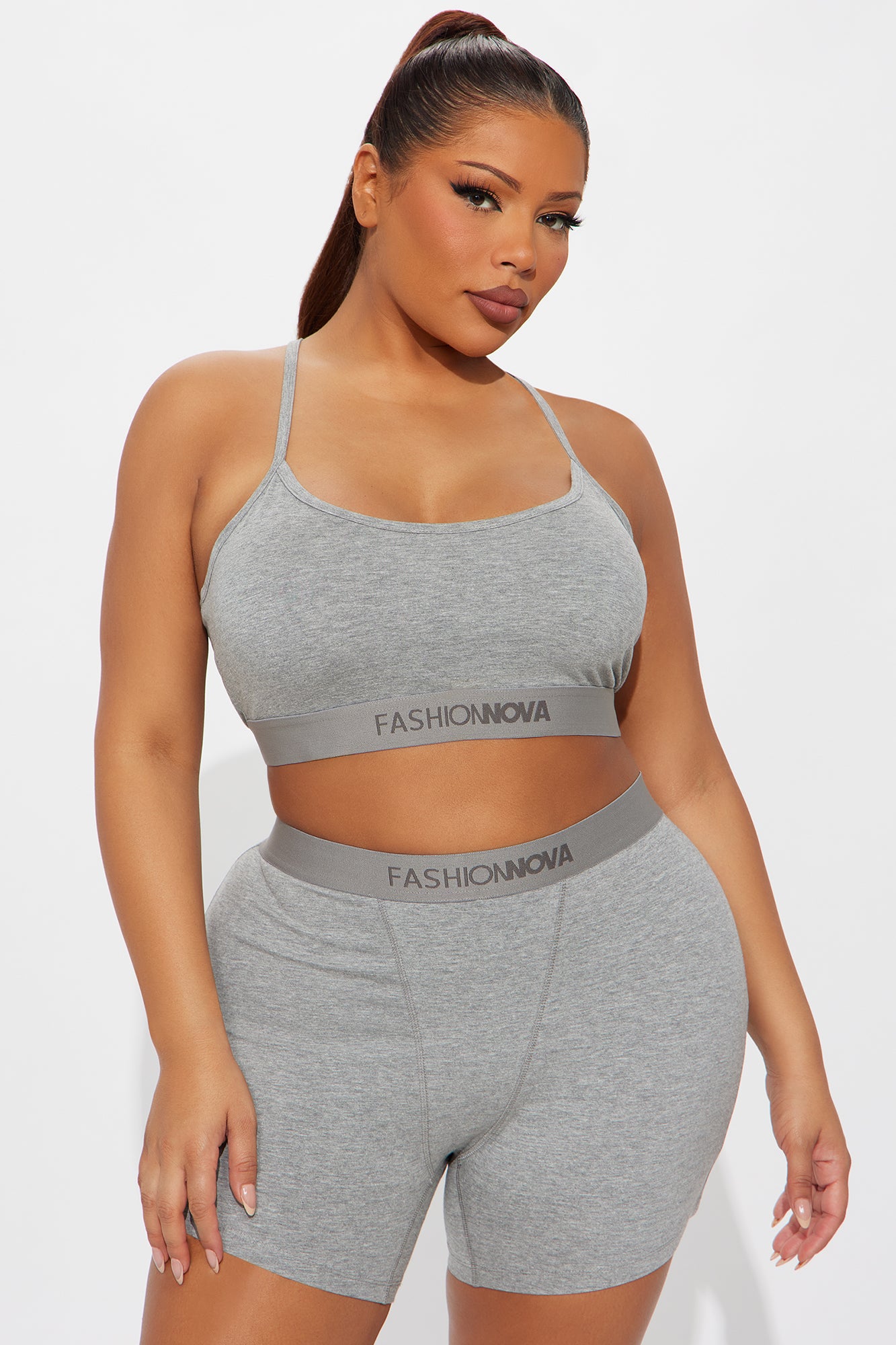 FN Mood Scoop Cami Cotton Bra - Heather Grey